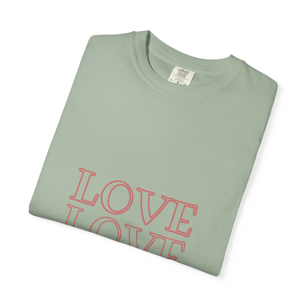 Love Love Love T-Shirt — Vintage Pink Stacked Text Tee