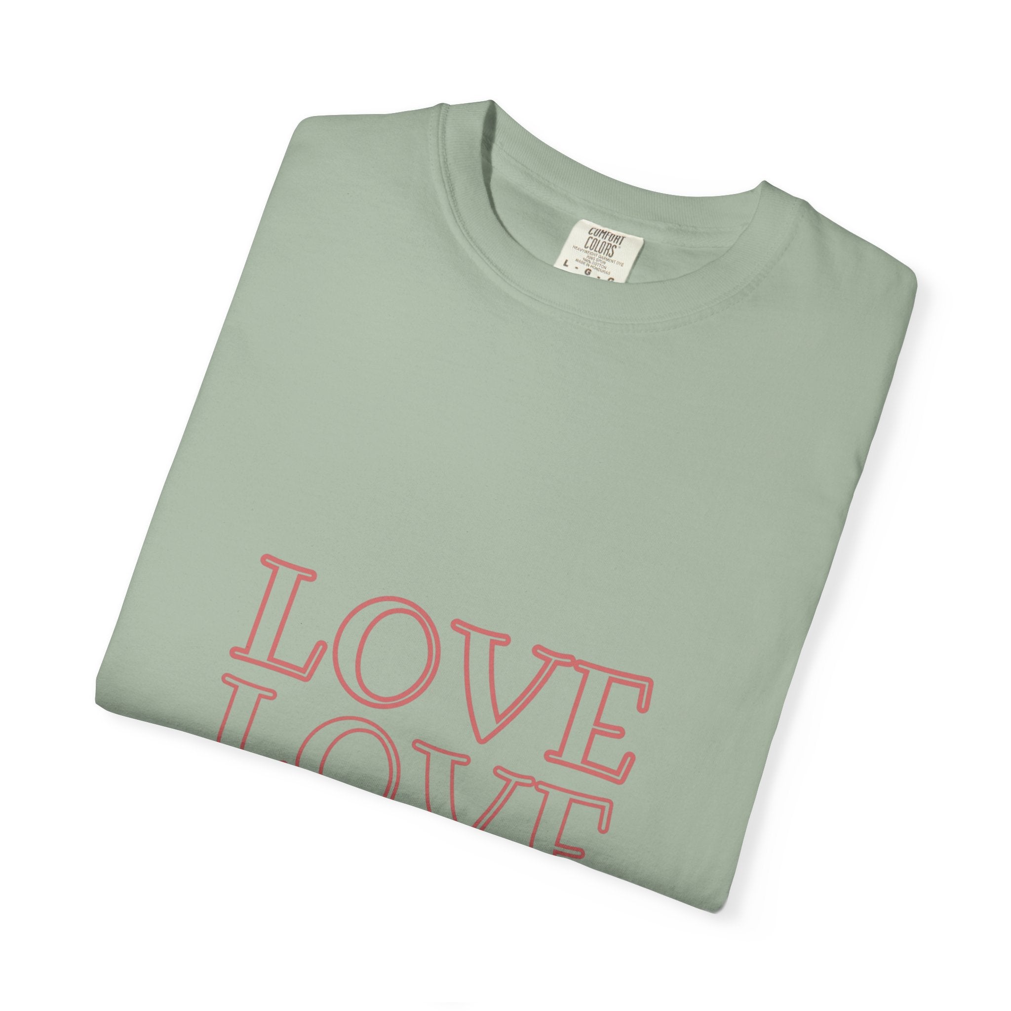 Love Love Love T-Shirt — Vintage Pink Stacked Text Tee
