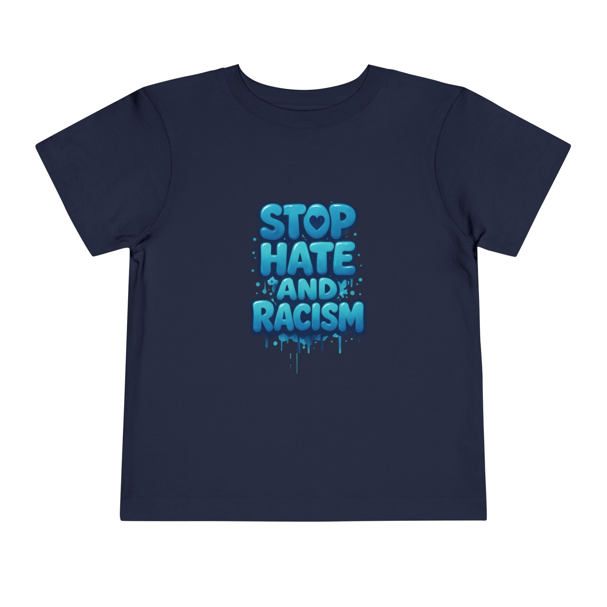 Stop Hate and Racism Toddler Tee — Blue Graffiti Anti-Racism Shirt
