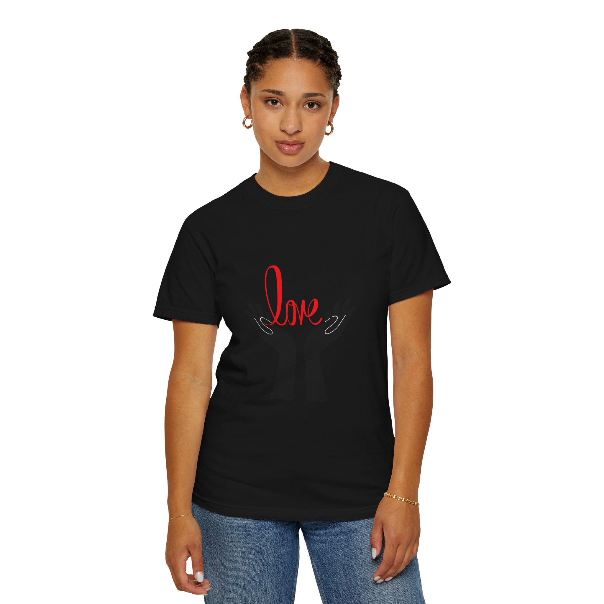 Love Hands T-Shirt — Minimalist Heart Hands Graphic Tee