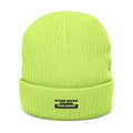 Ribbed Knit Beanie — Classic Fold Cuff Embroidered Winter Hat