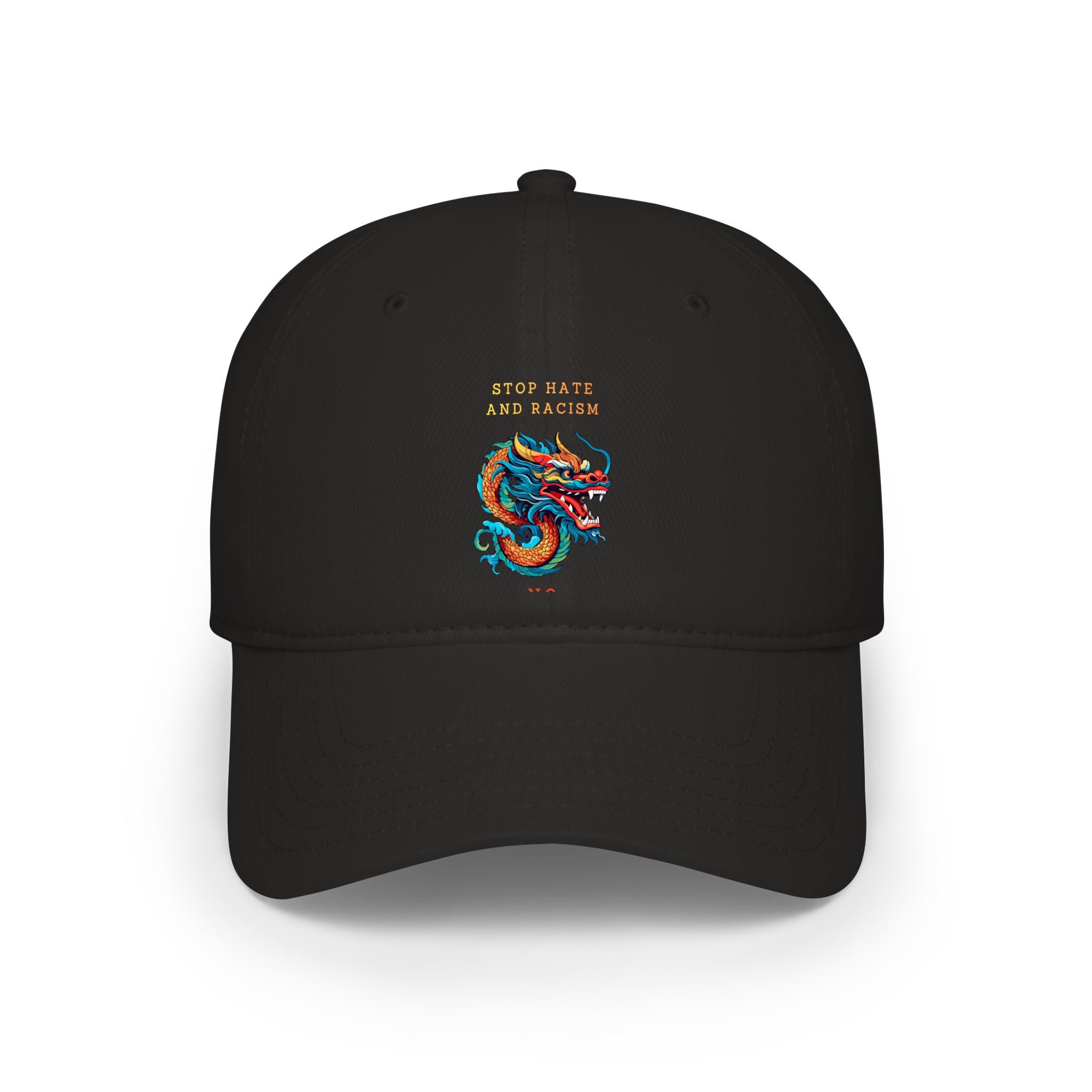 Red Dragon Baseball Cap - "Stop Hate and Racism" Embroidered Low Profile Hat