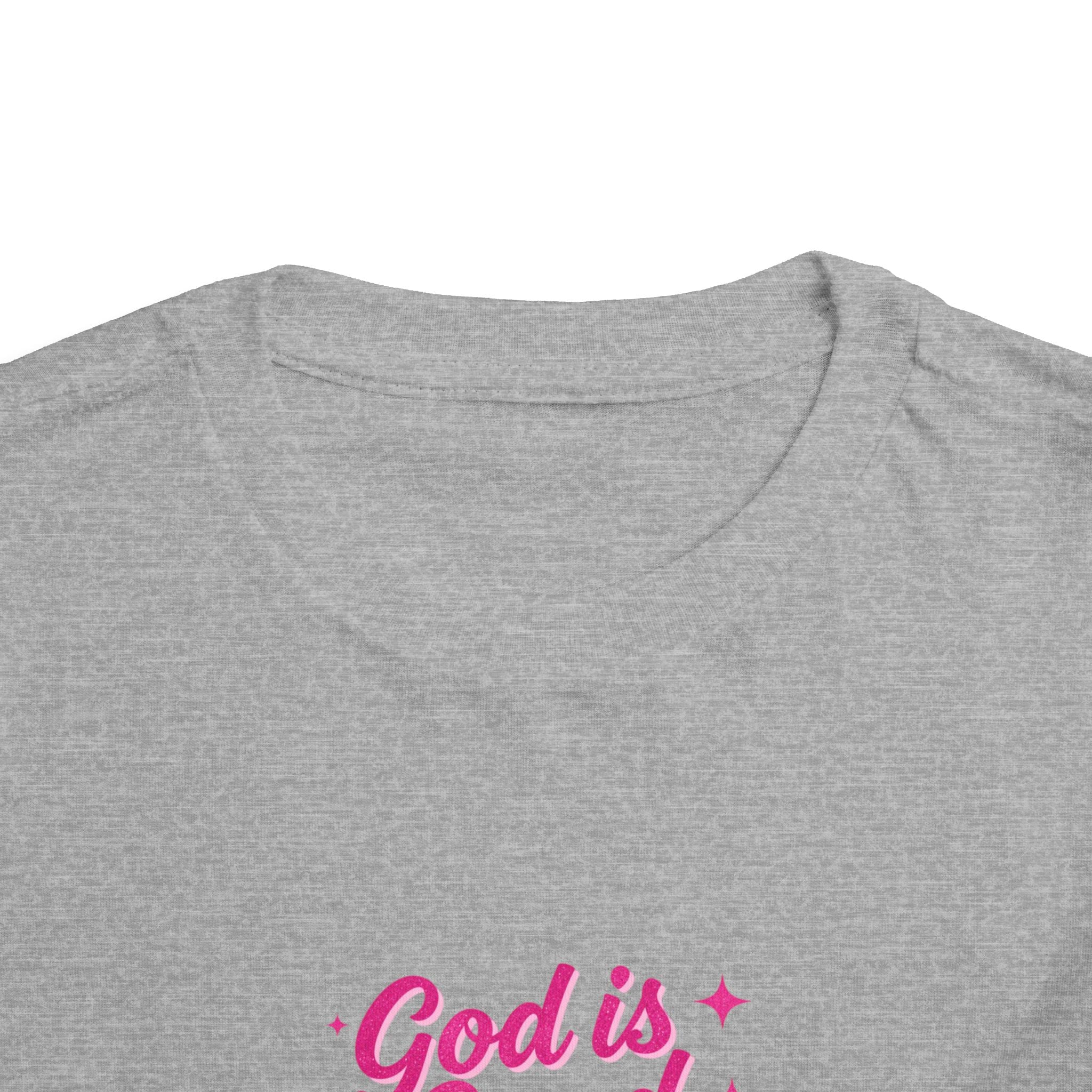 Toddler Tee – "God is Good Time" Pink Script Christian Kids Shirt