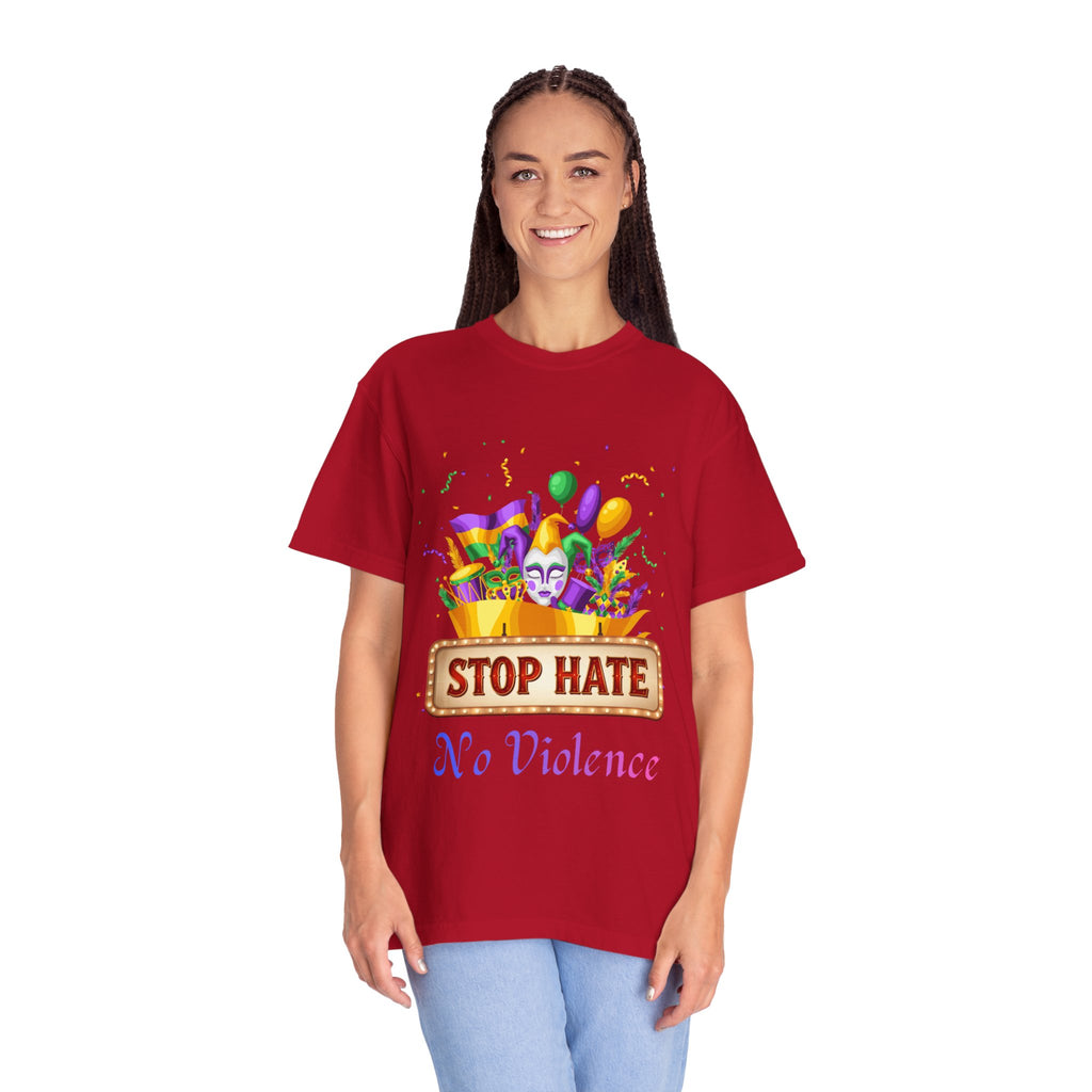T-Shirt — "Stop Hate, No Violence" Mardi Gras Parade Design