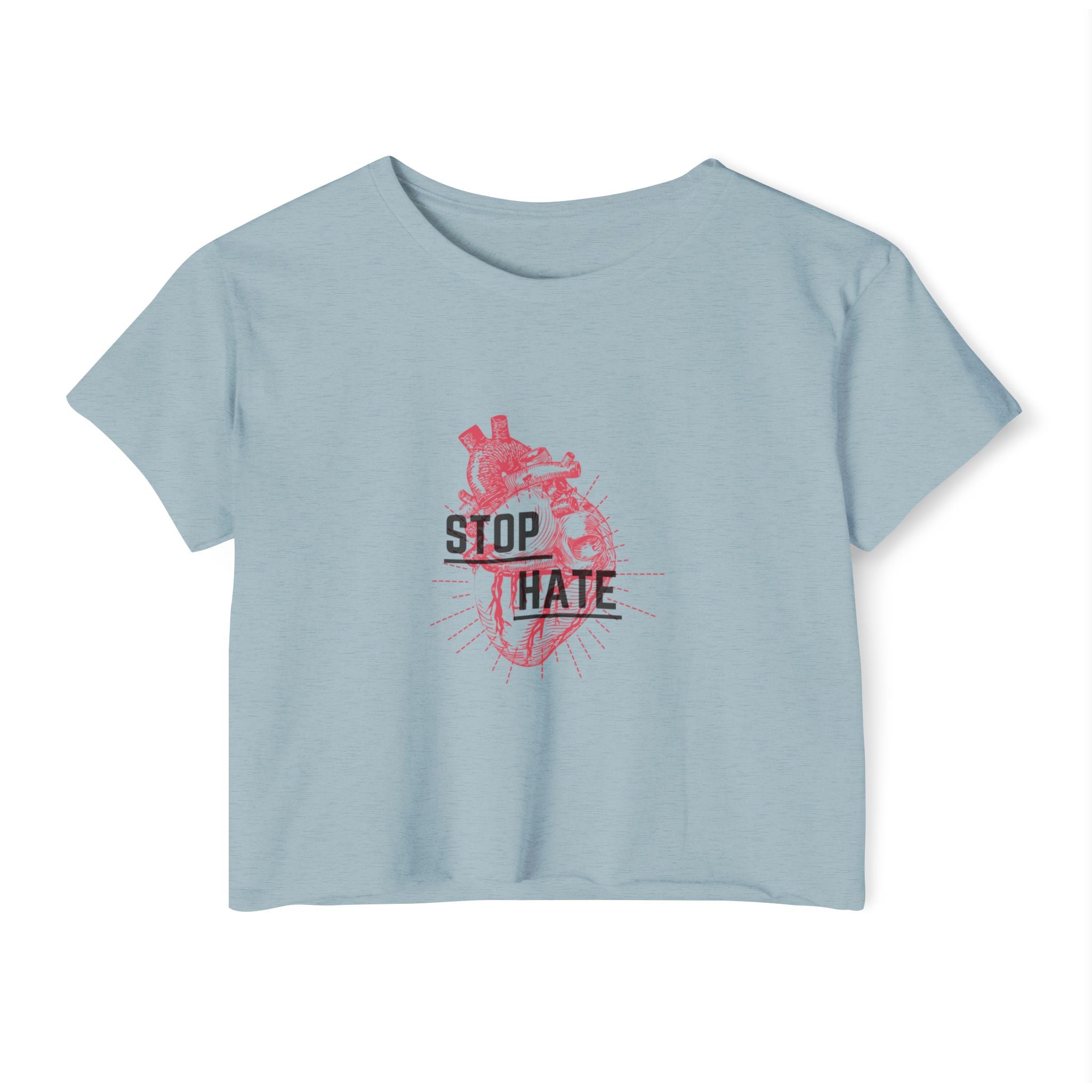 Stop Hate Heart Crop Top — Women's Festival Graphic Tee