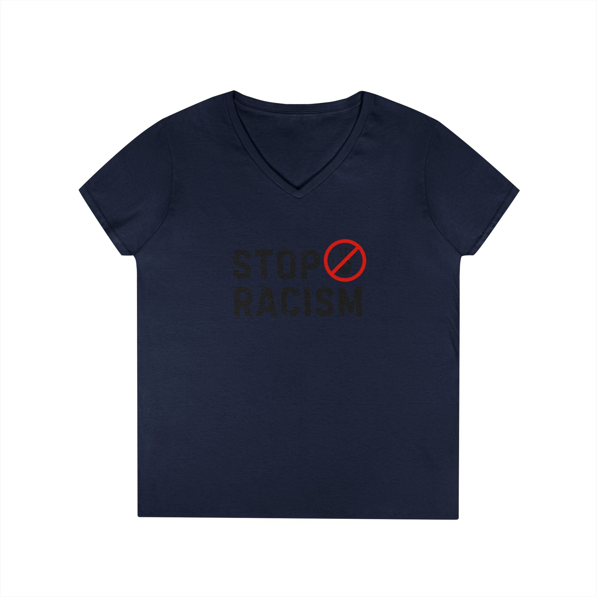 Stop Racism V-Neck T-Shirt — Anti-Racism Message Tee