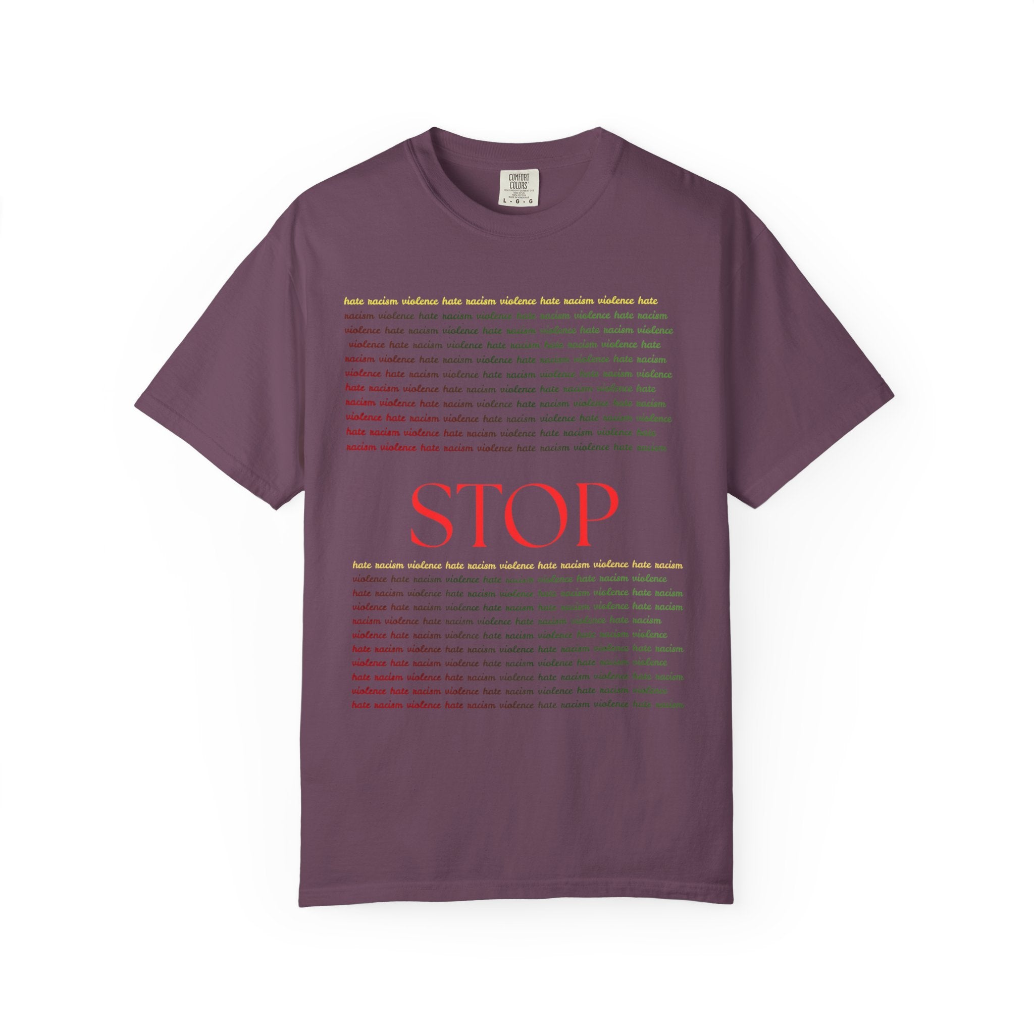 Stop Screen Tee — Black Graphic T-Shirt with Bold RED “STOP” Message