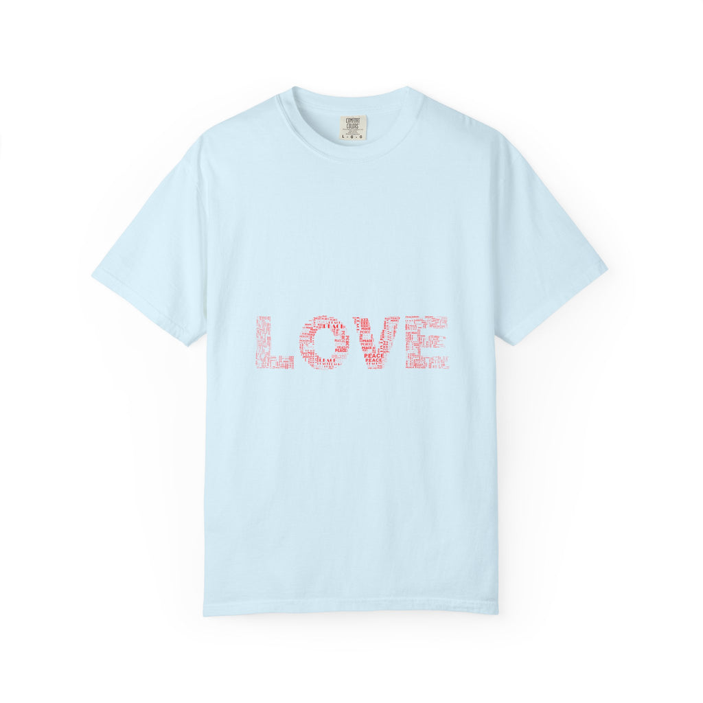 LOVE Graphic T-Shirt — Pink Floral Text Tee for Valentine’s Day & Everyday