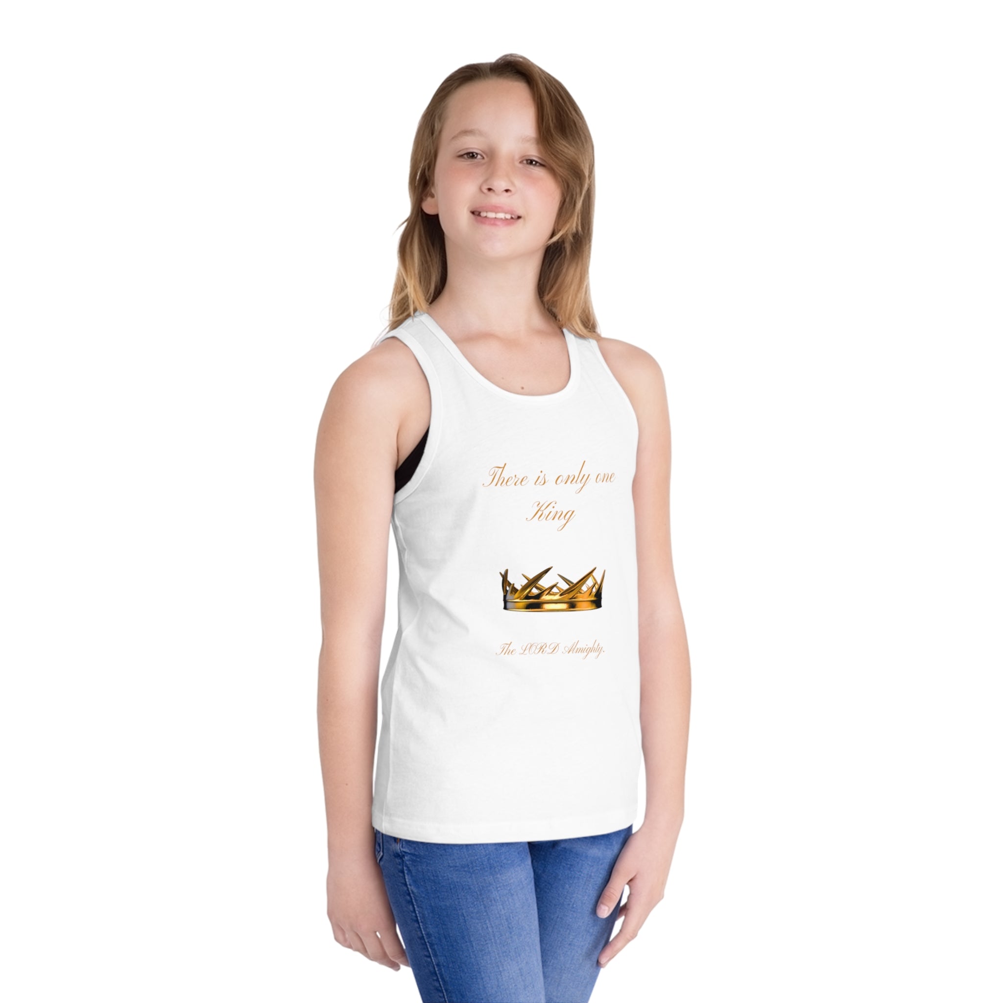 Kids Tank Top — "There is only one King" Crown Graphic