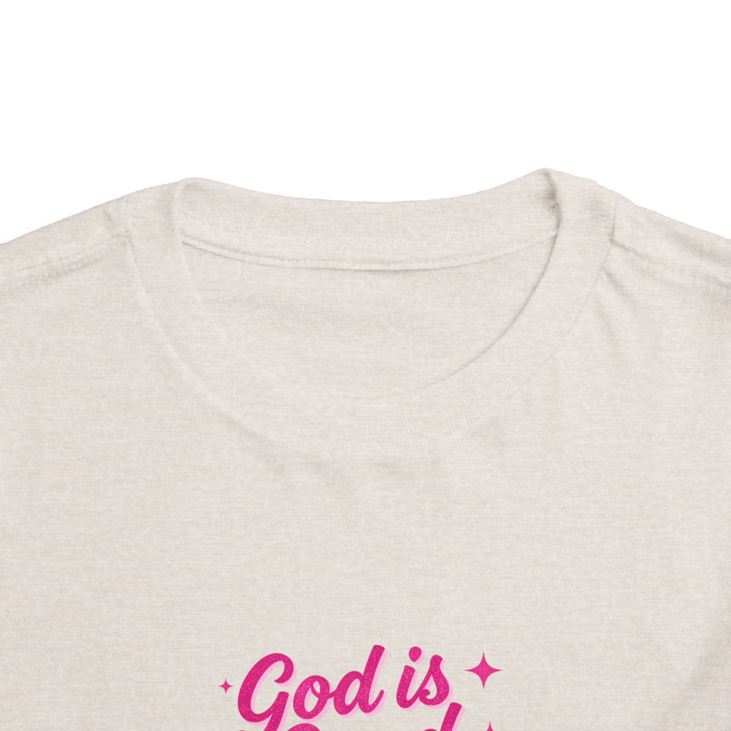 Toddler Tee – "God is Good Time" Pink Script Christian Kids Shirt