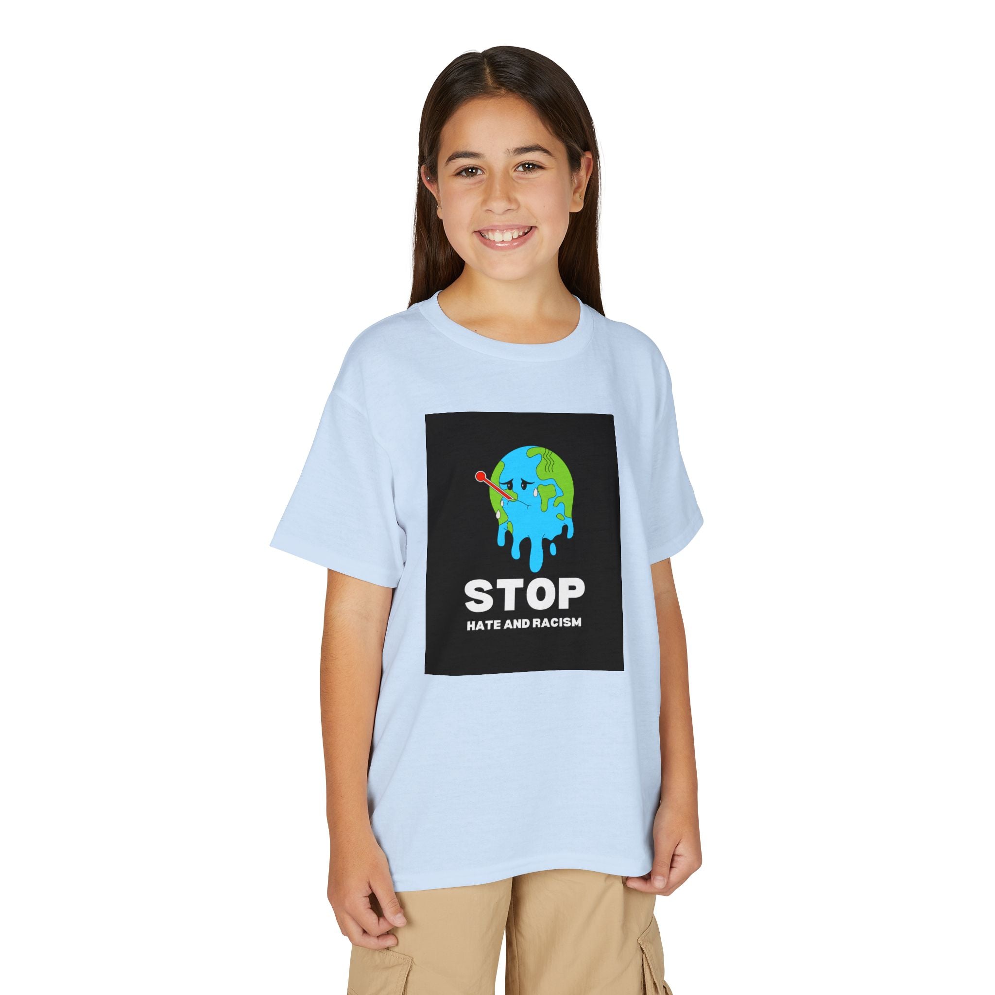 Youth T-Shirt — "STOP Hate and Racism" Earth Graphic Anti-Racism Tee