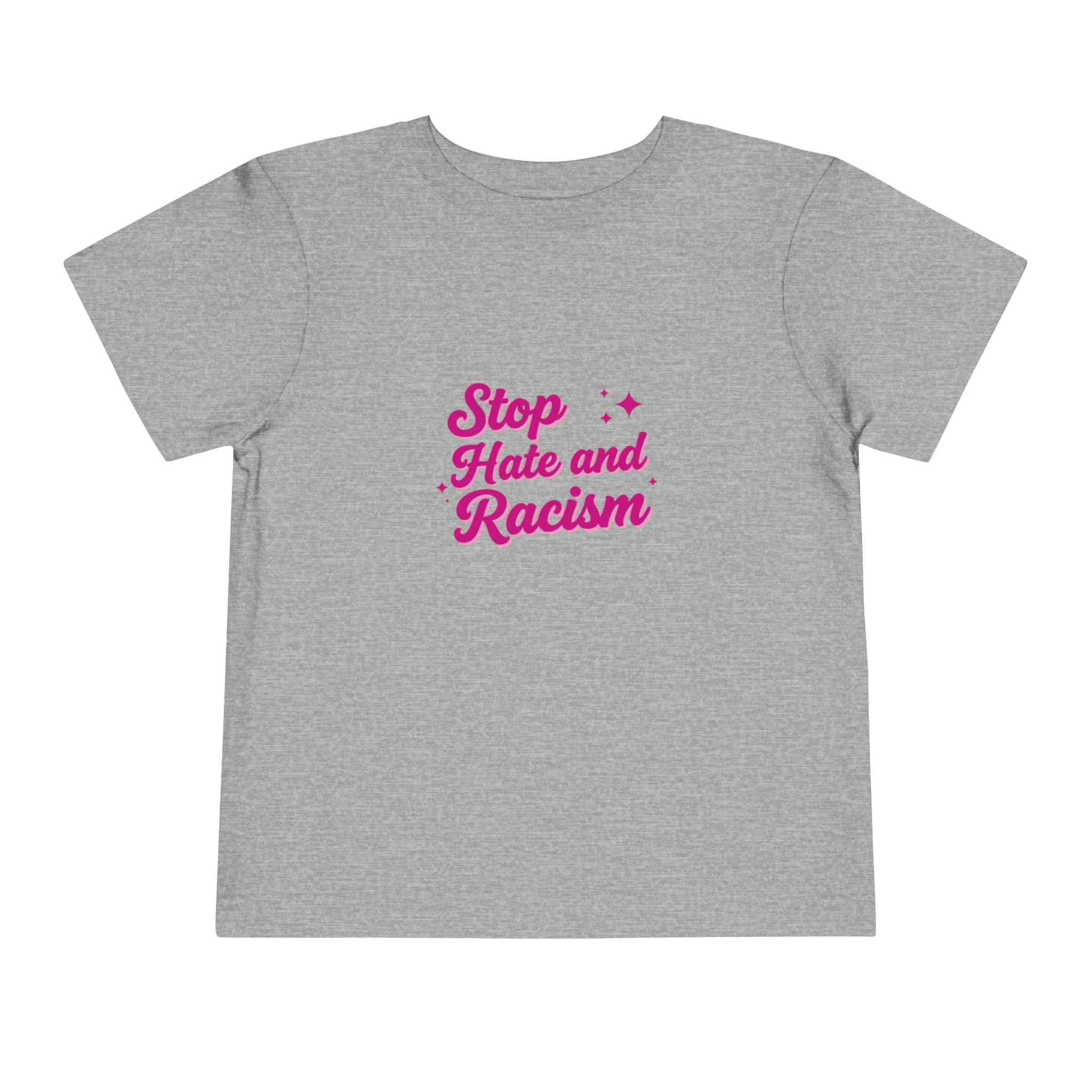 Toddler Tee "Stop Hate and Racism" — Pink Social Justice Kids Shirt
