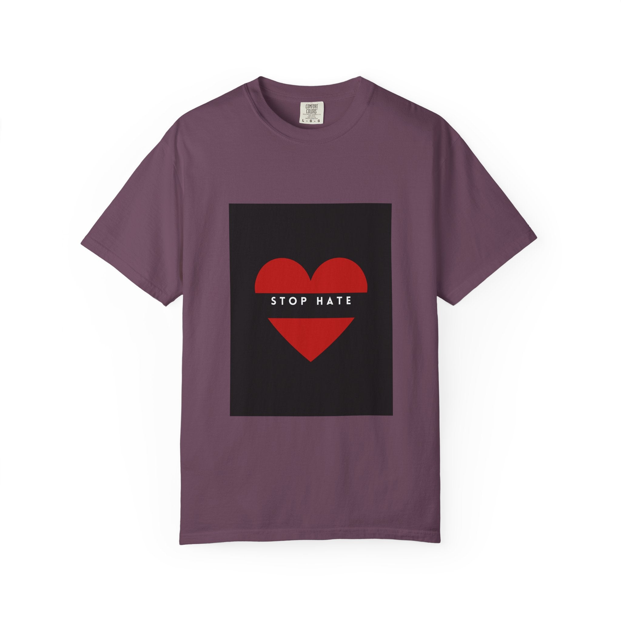 Stop Hate Heart T-Shirt — Red Heart Graphic Tee for Anti-Hate Awareness