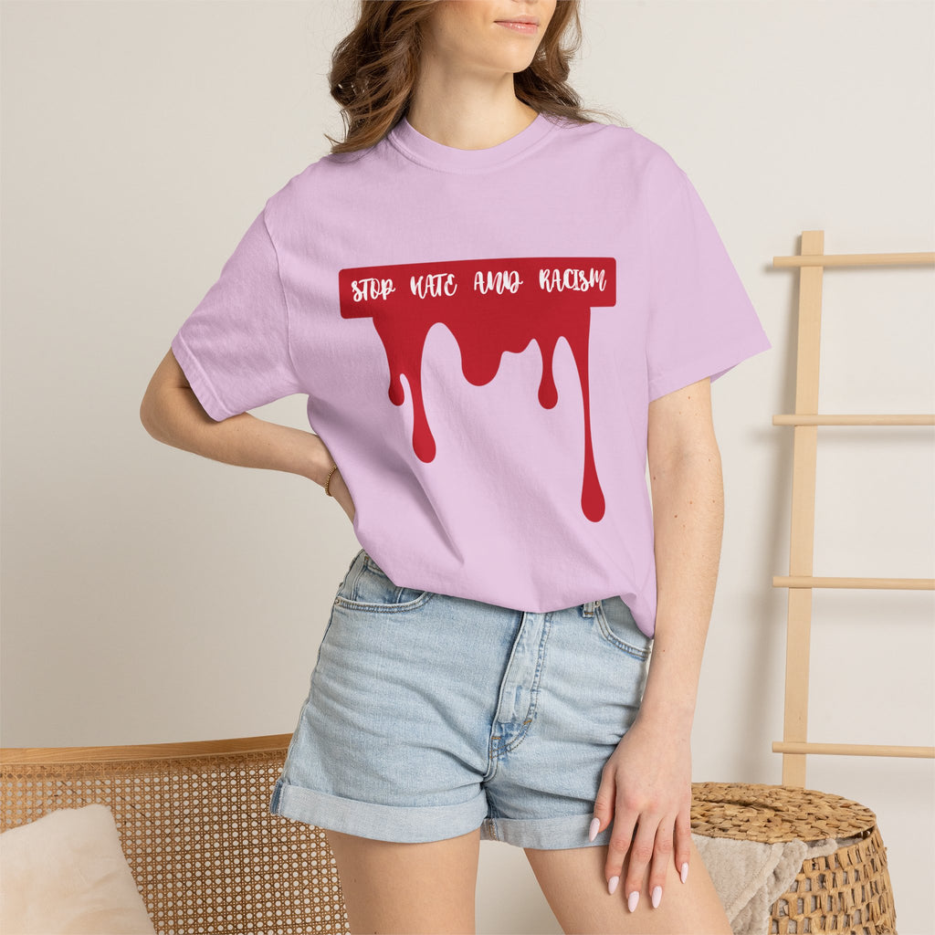 T-Shirt “Stop Hate, End Racism” Dripping Blood Graphic Tee