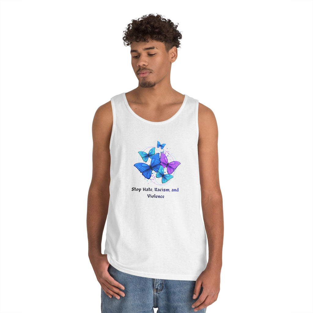 Butterfly Peace Tank Top — "Stop Hate, Racism, and Violence" Graphic Tank