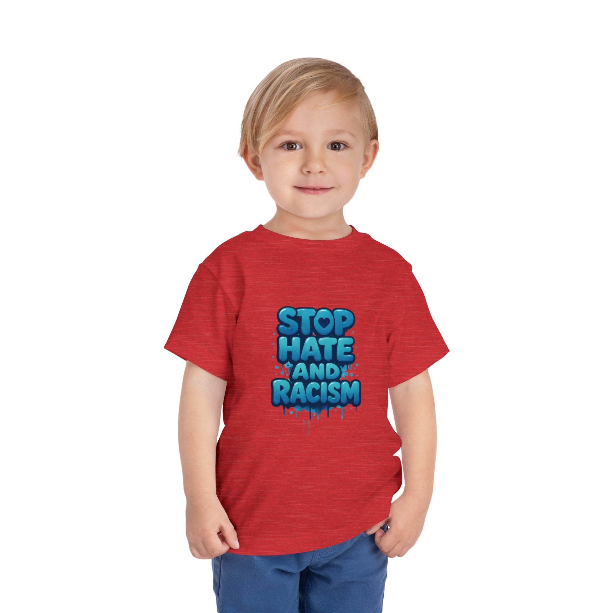 Stop Hate and Racism Toddler Tee — Blue Graffiti Anti-Racism Shirt