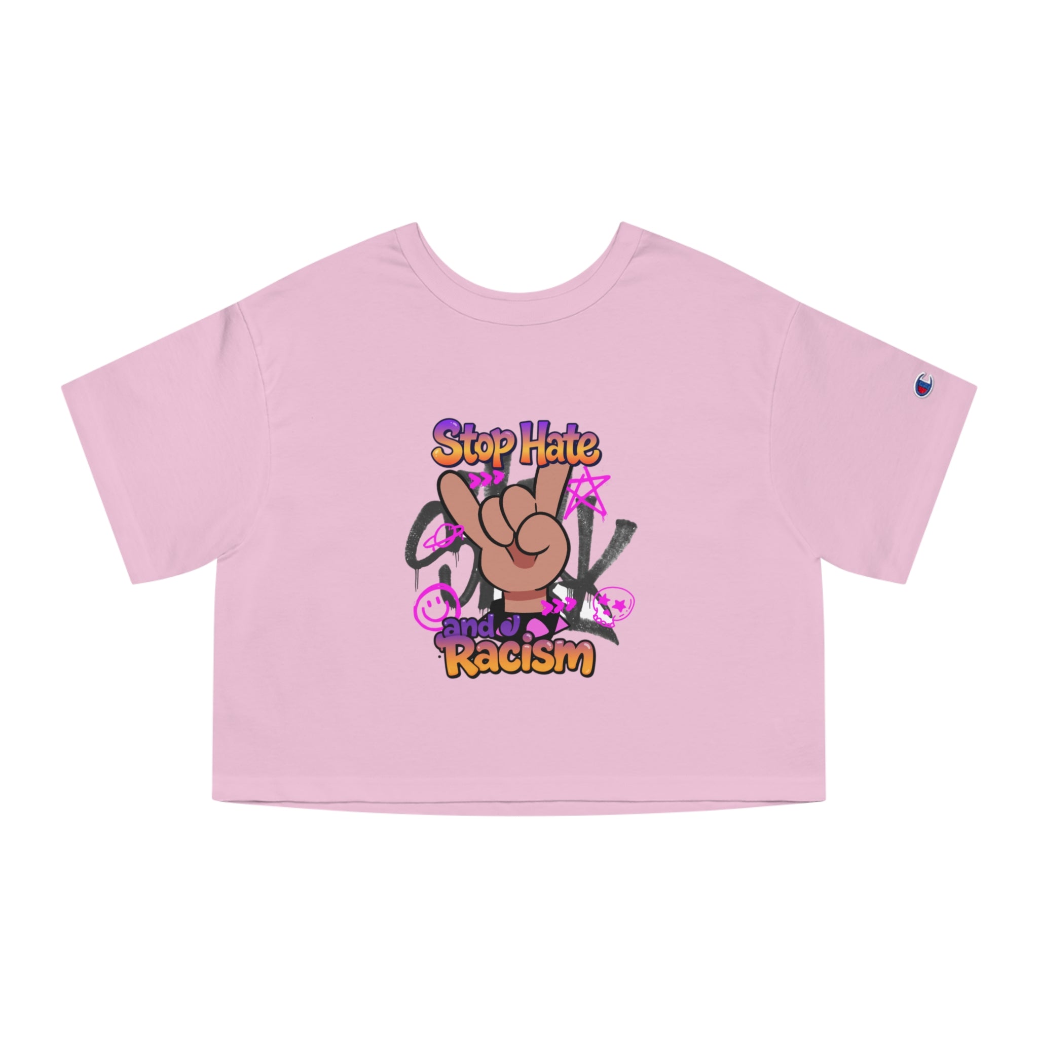 Stop Hate and Racism Graphic Cropped Tee