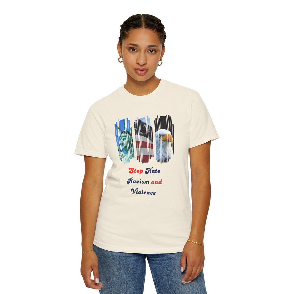 Patriotic 'Stop Hate Racism and Violence' T-Shirt