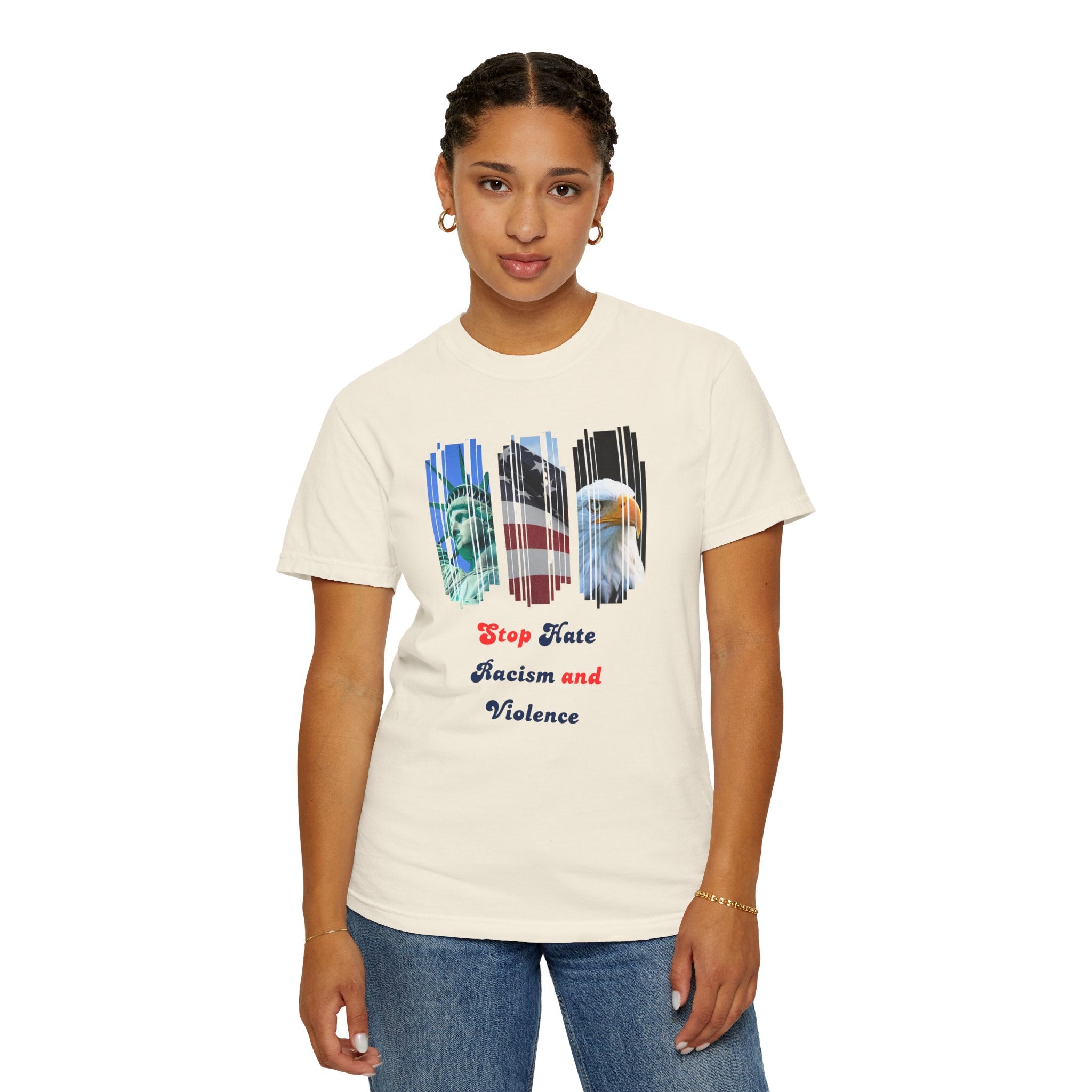 Patriotic 'Stop Hate Racism and Violence' T-Shirt