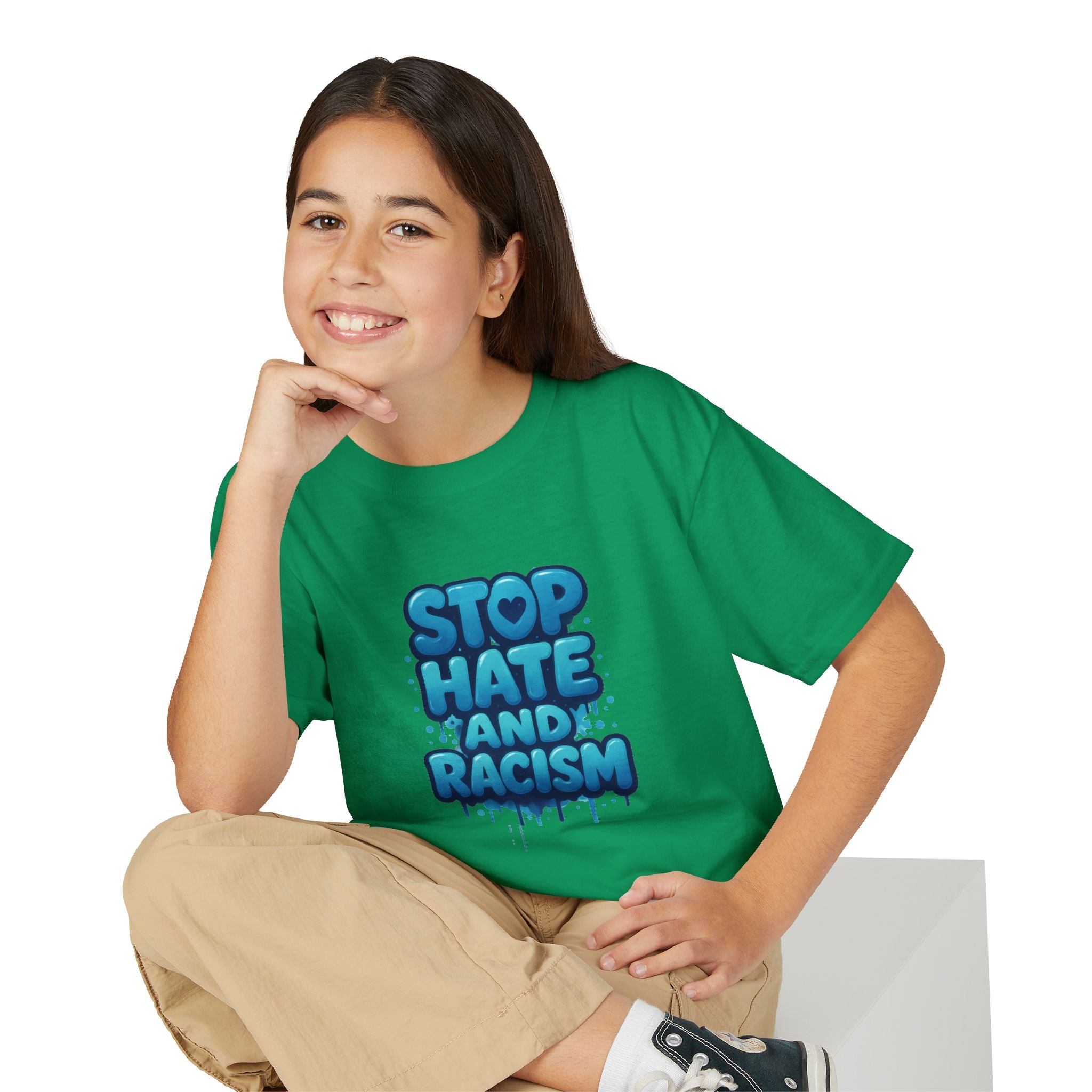 Stop Hate and Racism Youth T-Shirt — Anti-Racism Message Tee