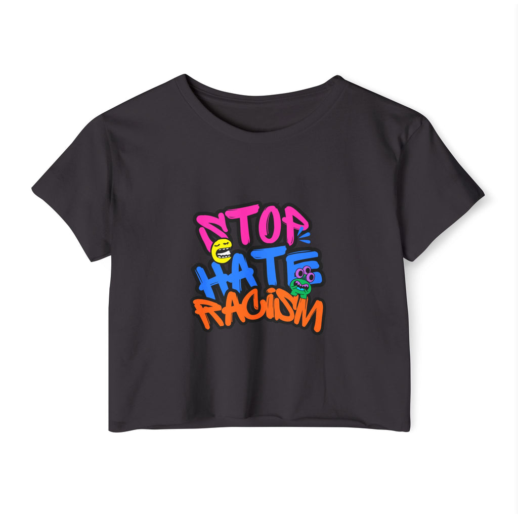 Crop Top — "Stop Hate Racism" Colorful Graffiti Festival Tee