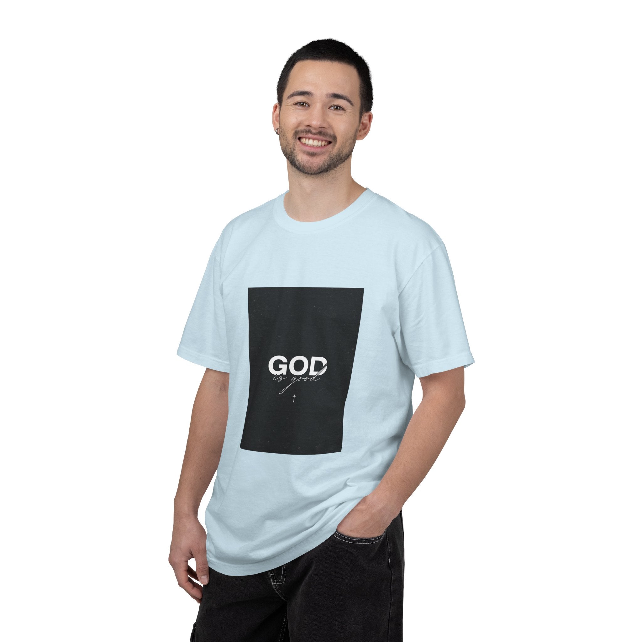 God Typography T-Shirt — Minimal Black Square Graphic Tee