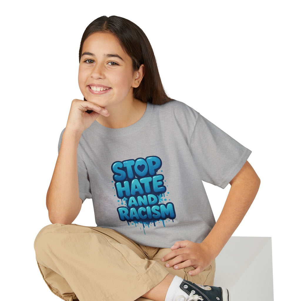 Stop Hate and Racism Youth T-Shirt — Anti-Racism Message Tee