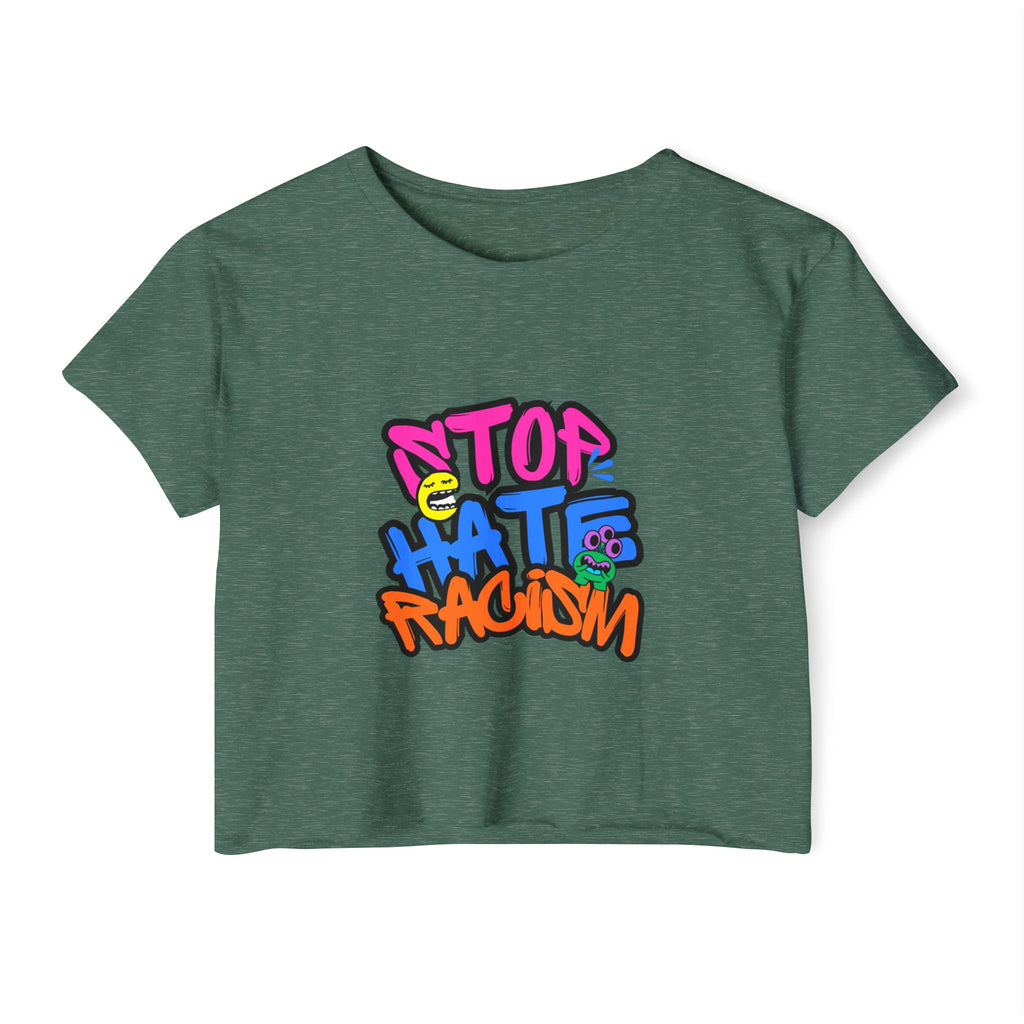 Crop Top — "Stop Hate Racism" Colorful Graffiti Festival Tee