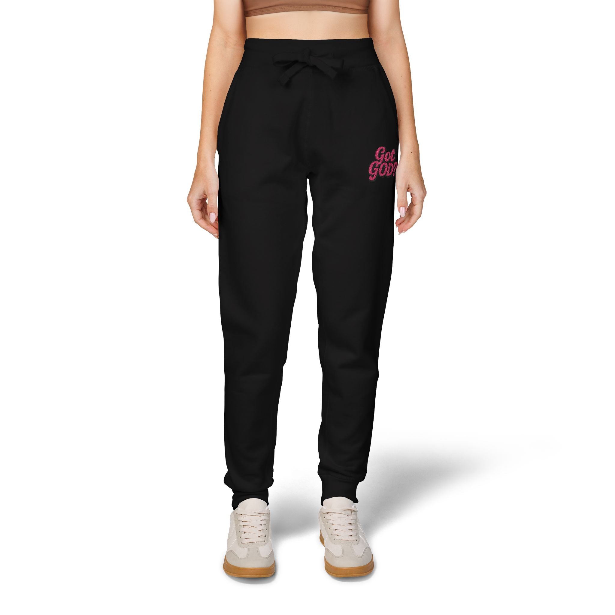 Embroidered 'Get Yours' Fleece Sweatpants — Cozy White Joggers