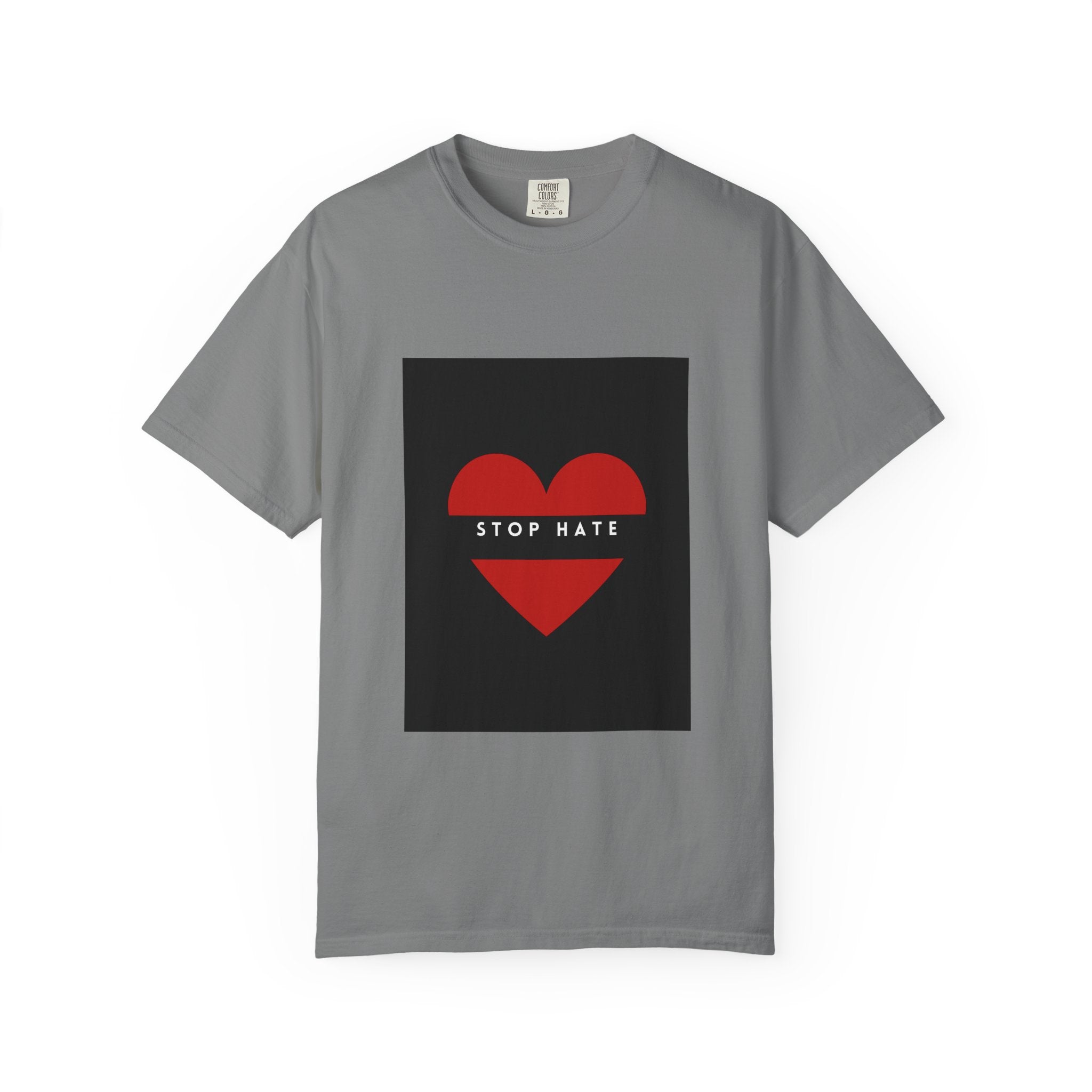 Stop Hate Heart T-Shirt — Red Heart Graphic Tee for Anti-Hate Awareness