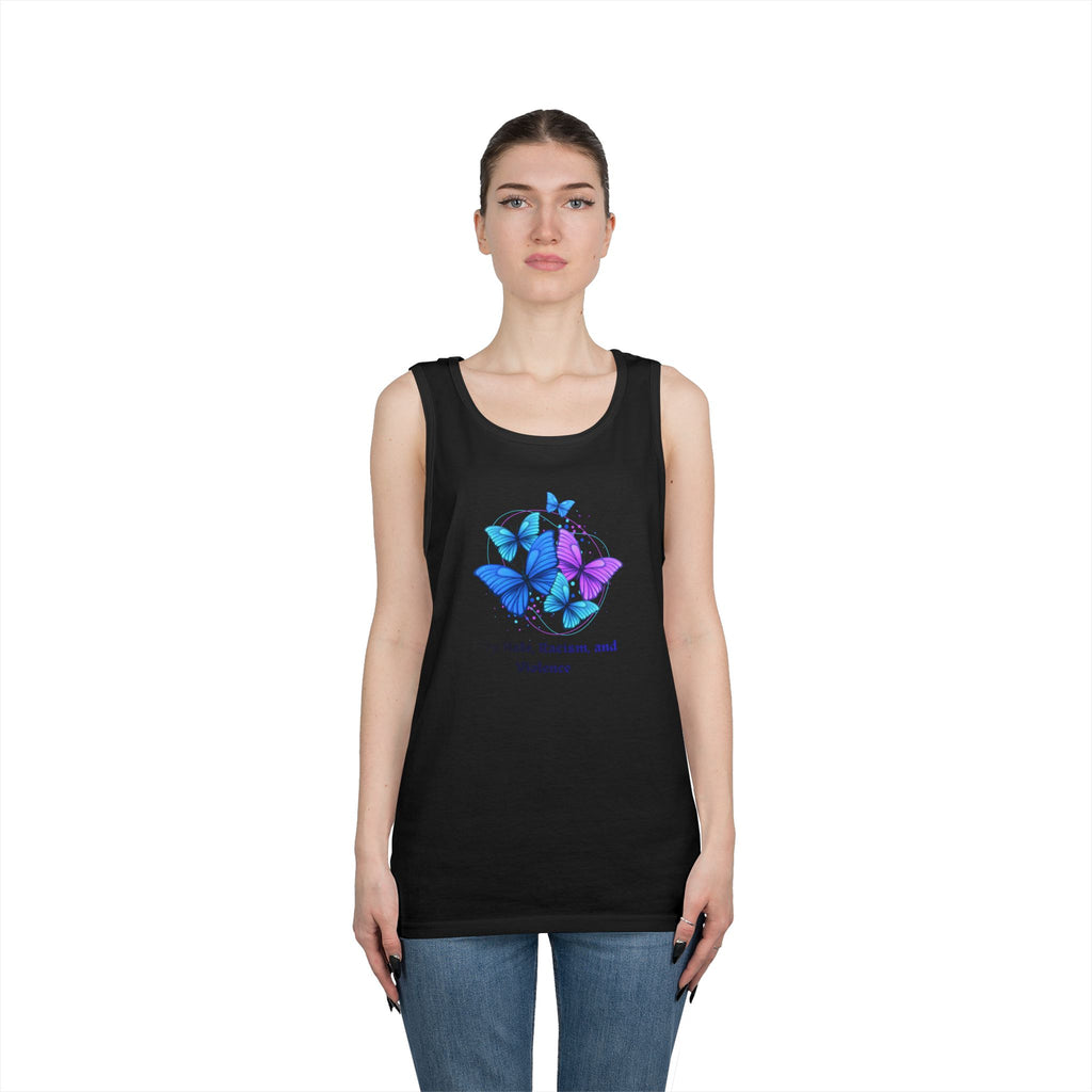 Butterfly Peace Tank Top — "Stop Hate, Racism, and Violence" Graphic Tank