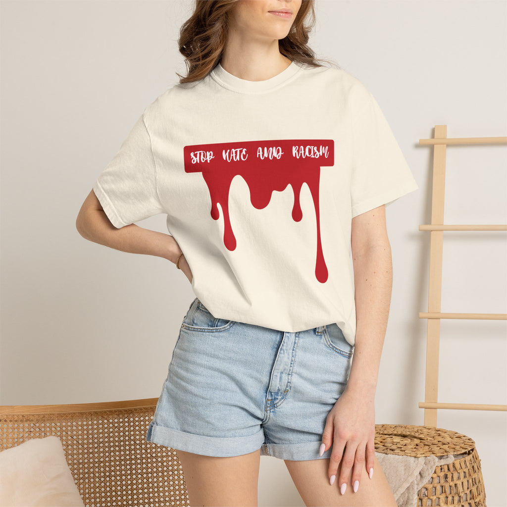 T-Shirt “Stop Hate, End Racism” Dripping Blood Graphic Tee