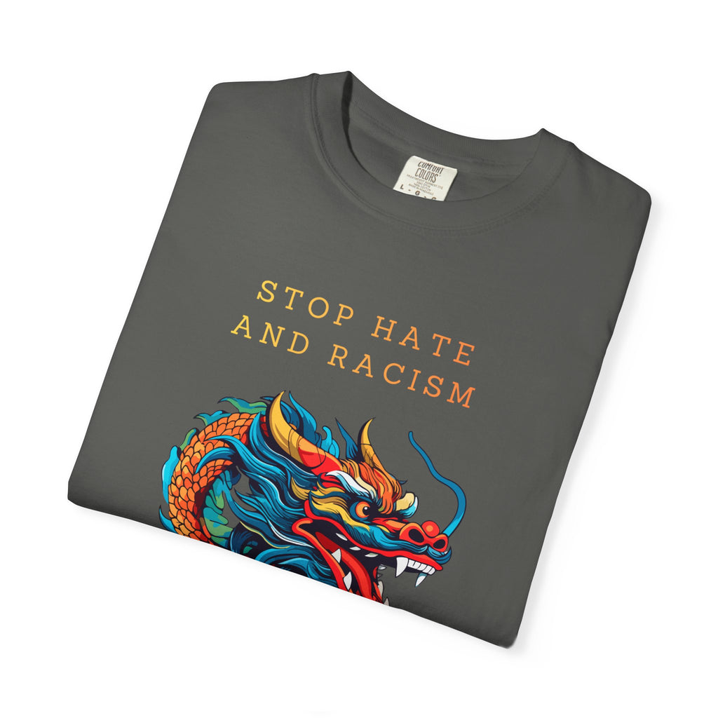 T-Shirt — 'Stop Hate and Racism, No Violence' Dragon Graphic Tee