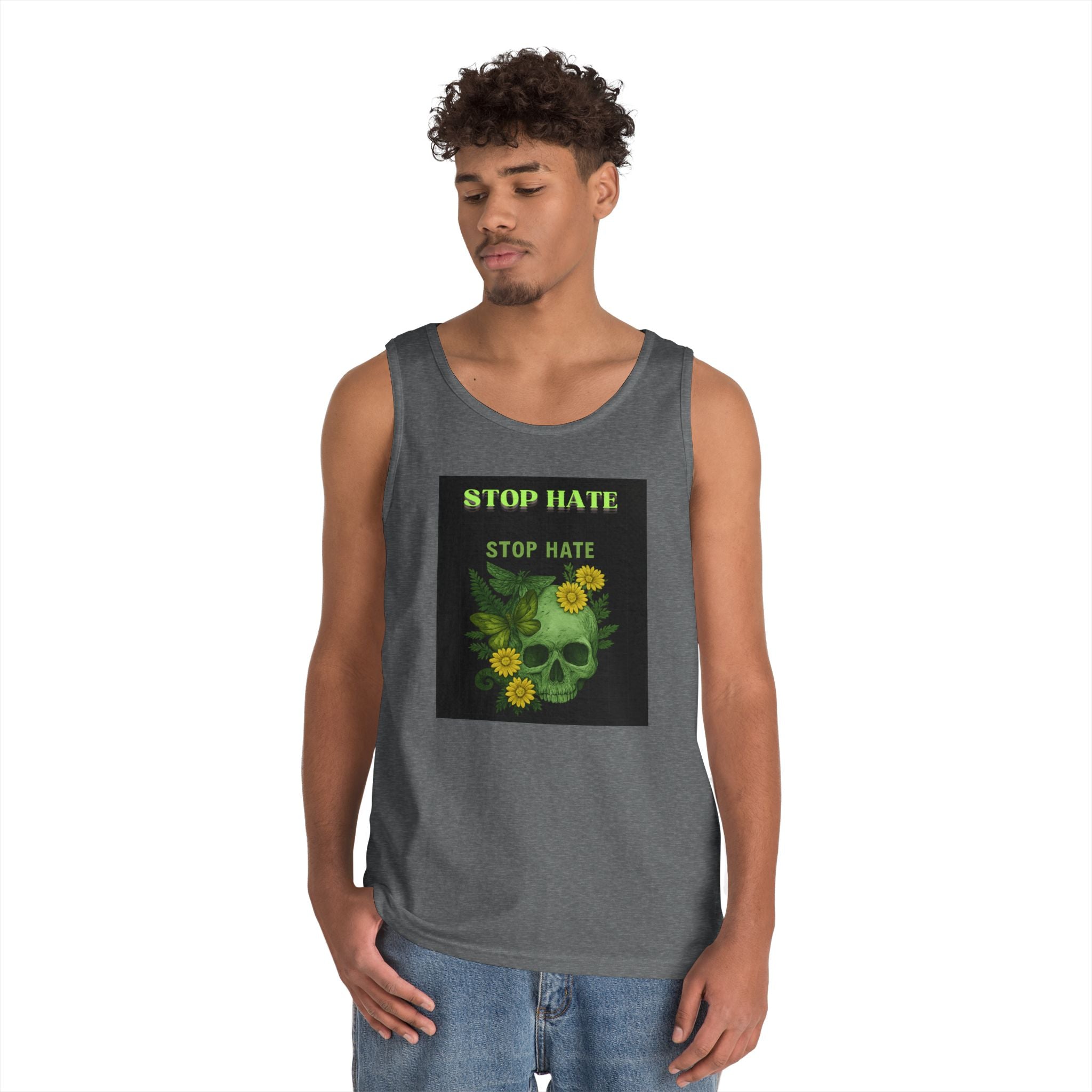 Stop Hate Floral Skull Tank Top — Anti-Hate Graphic Tank