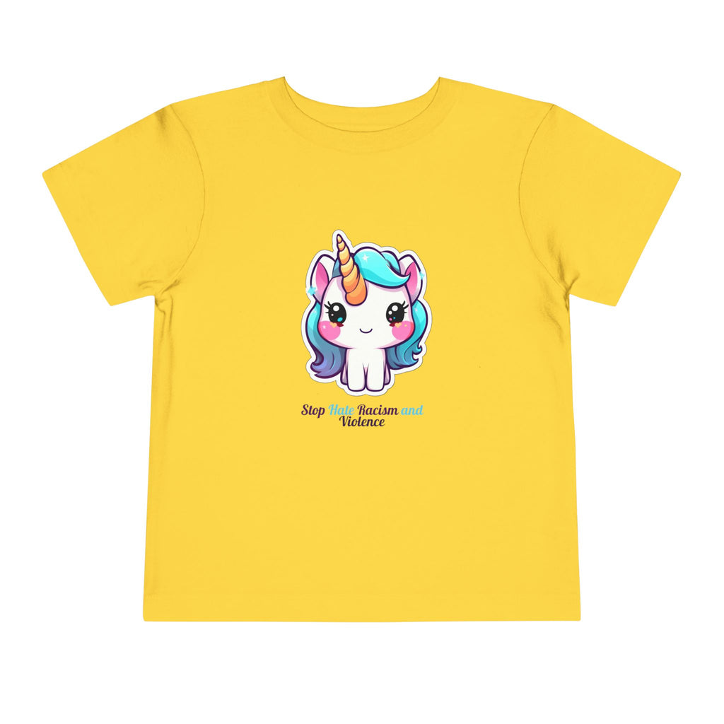 Toddler Tee — Cute Rainbow Unicorn "Stay Positive and Believe" Kids Shirt