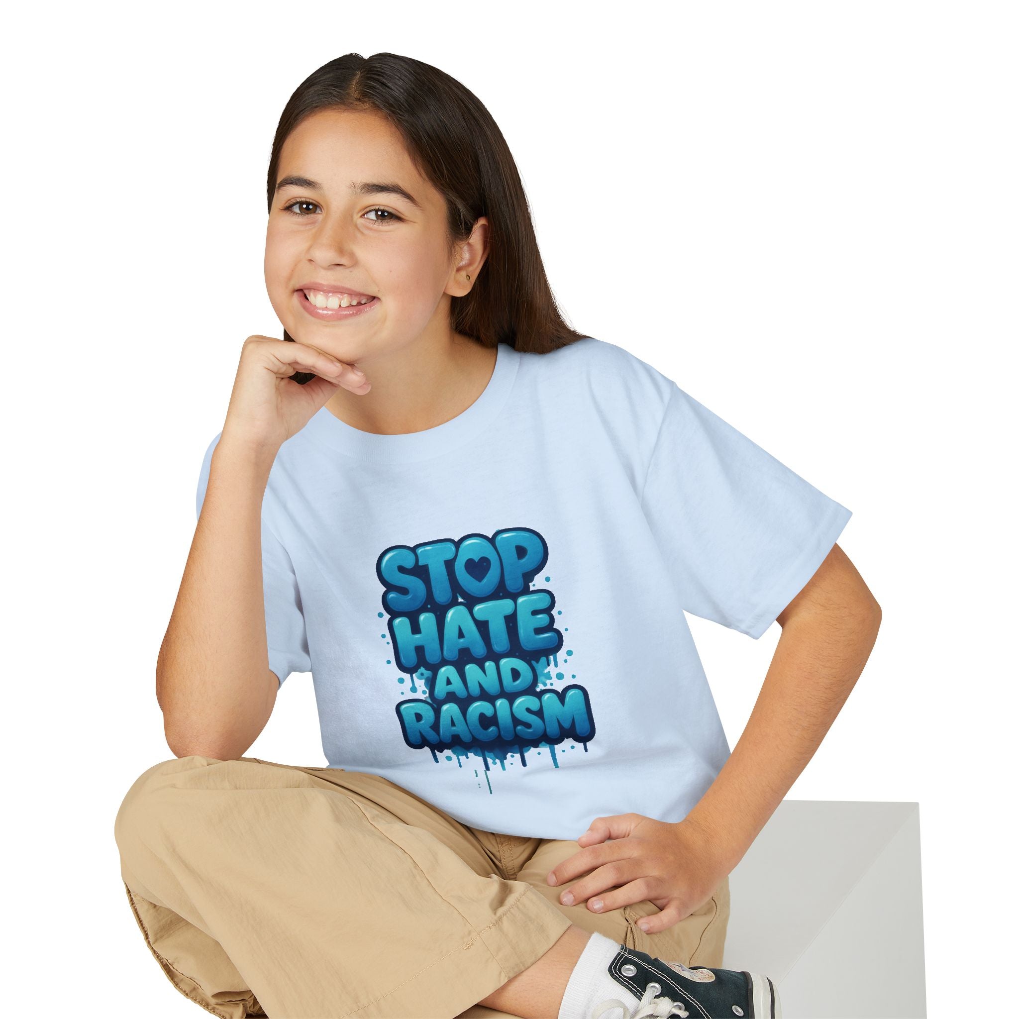 Stop Hate and Racism Youth T-Shirt — Anti-Racism Message Tee