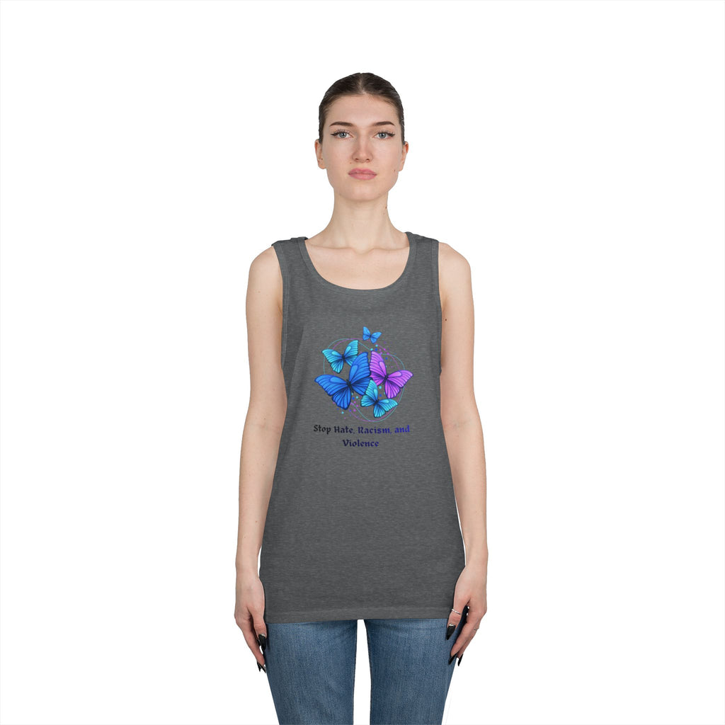 Butterfly Peace Tank Top — "Stop Hate, Racism, and Violence" Graphic Tank