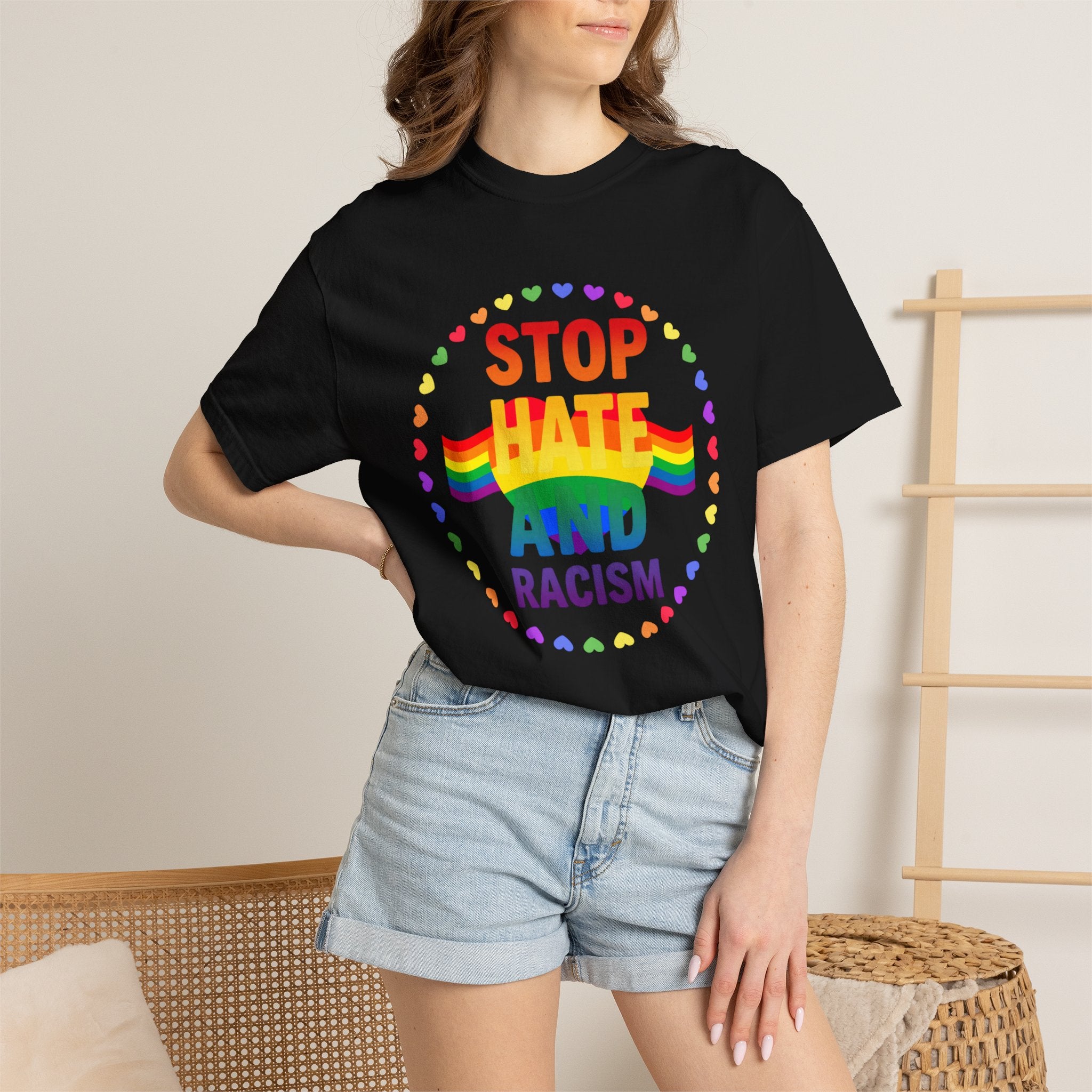 Stop Hate and Racism Rainbow T-Shirt