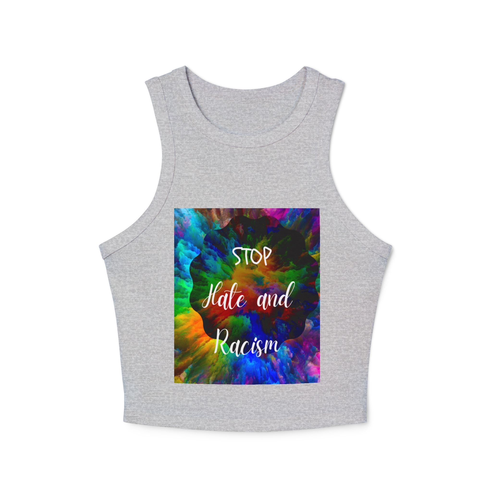 Stop Hate and Racism Tank Top — Women's Tie-Dye Social Justice Crop