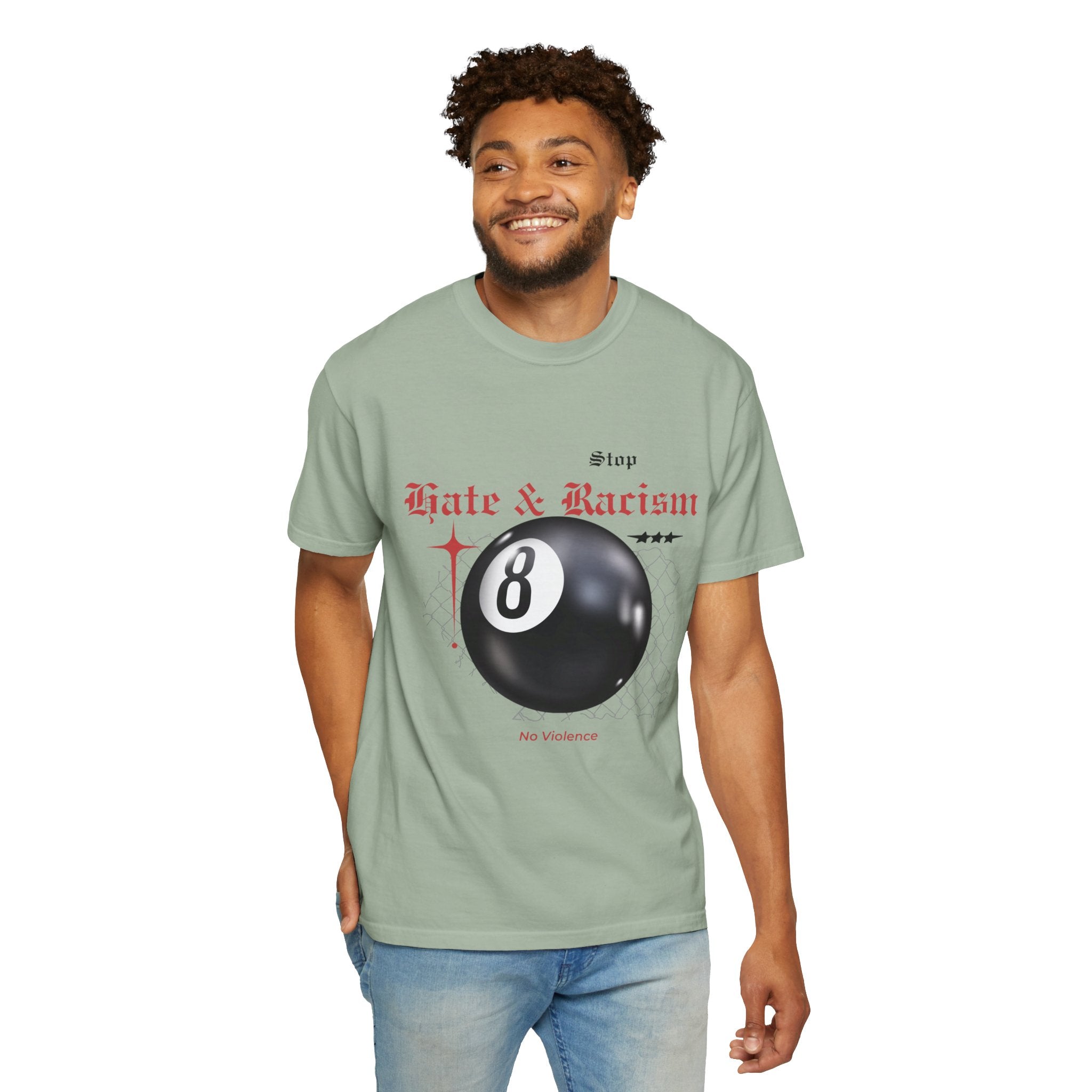 Anti-Racism 8-Ball T-Shirt — Stop Hate & Racism Graphic Tee