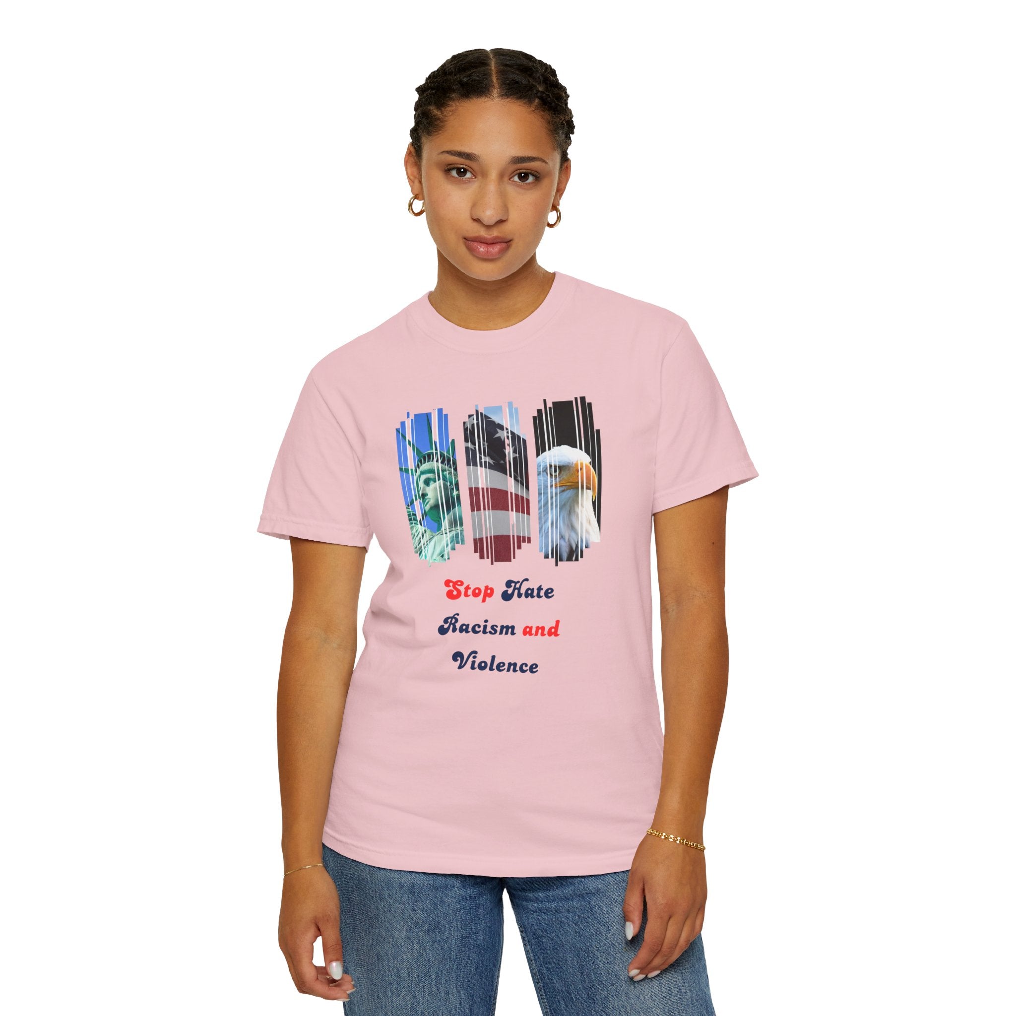 Patriotic 'Stop Hate Racism and Violence' T-Shirt
