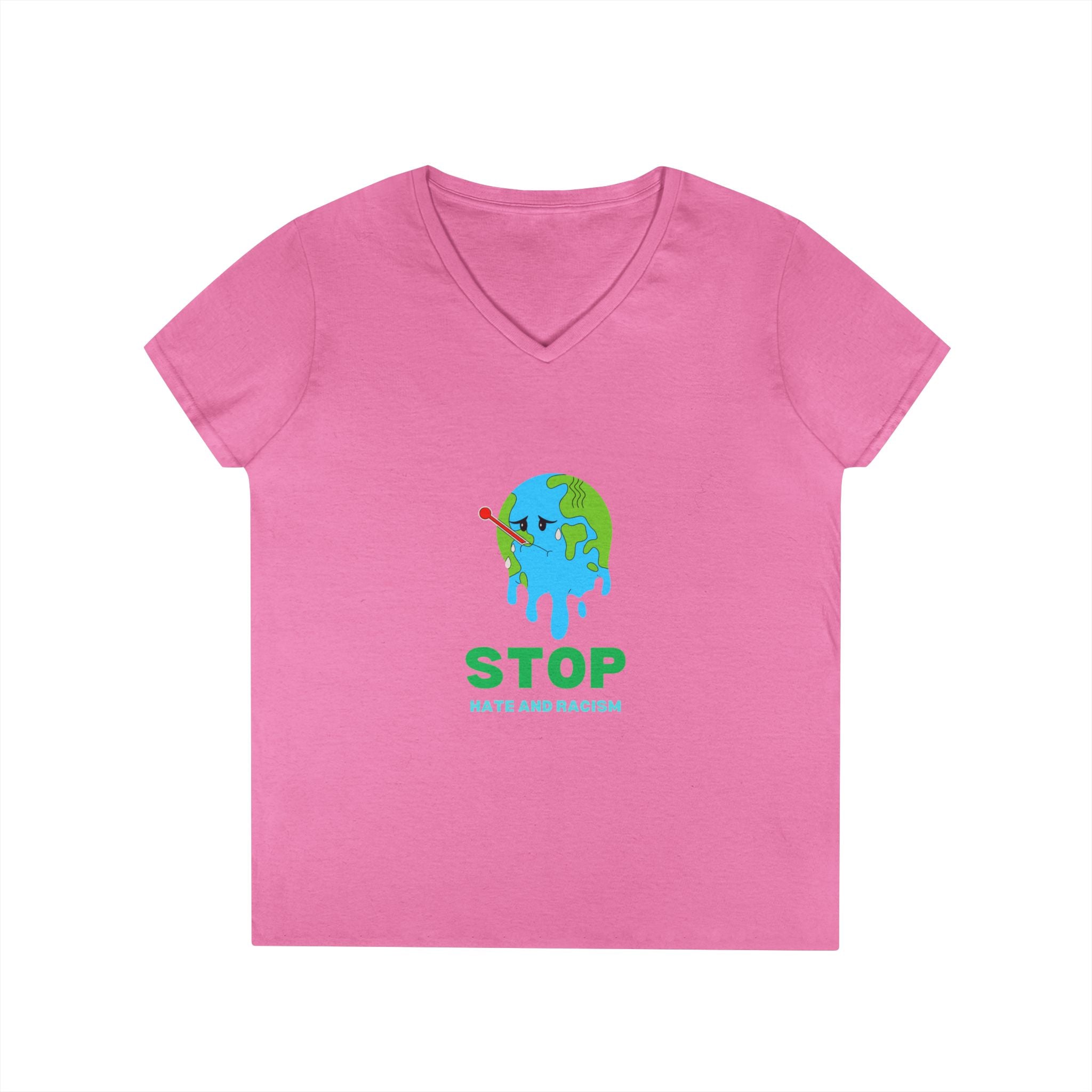 Stop Hate and Racism Eco V-Neck T-Shirt