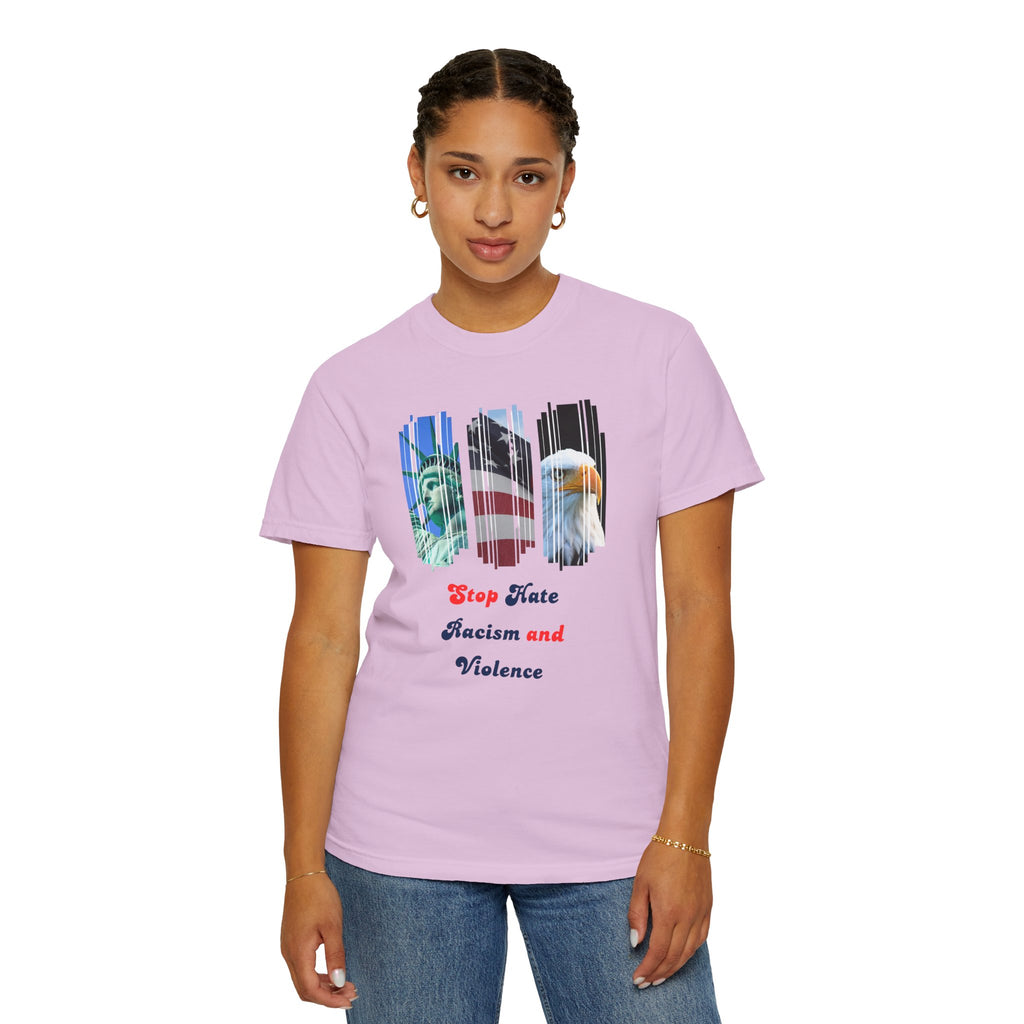 Patriotic 'Stop Hate Racism and Violence' T-Shirt