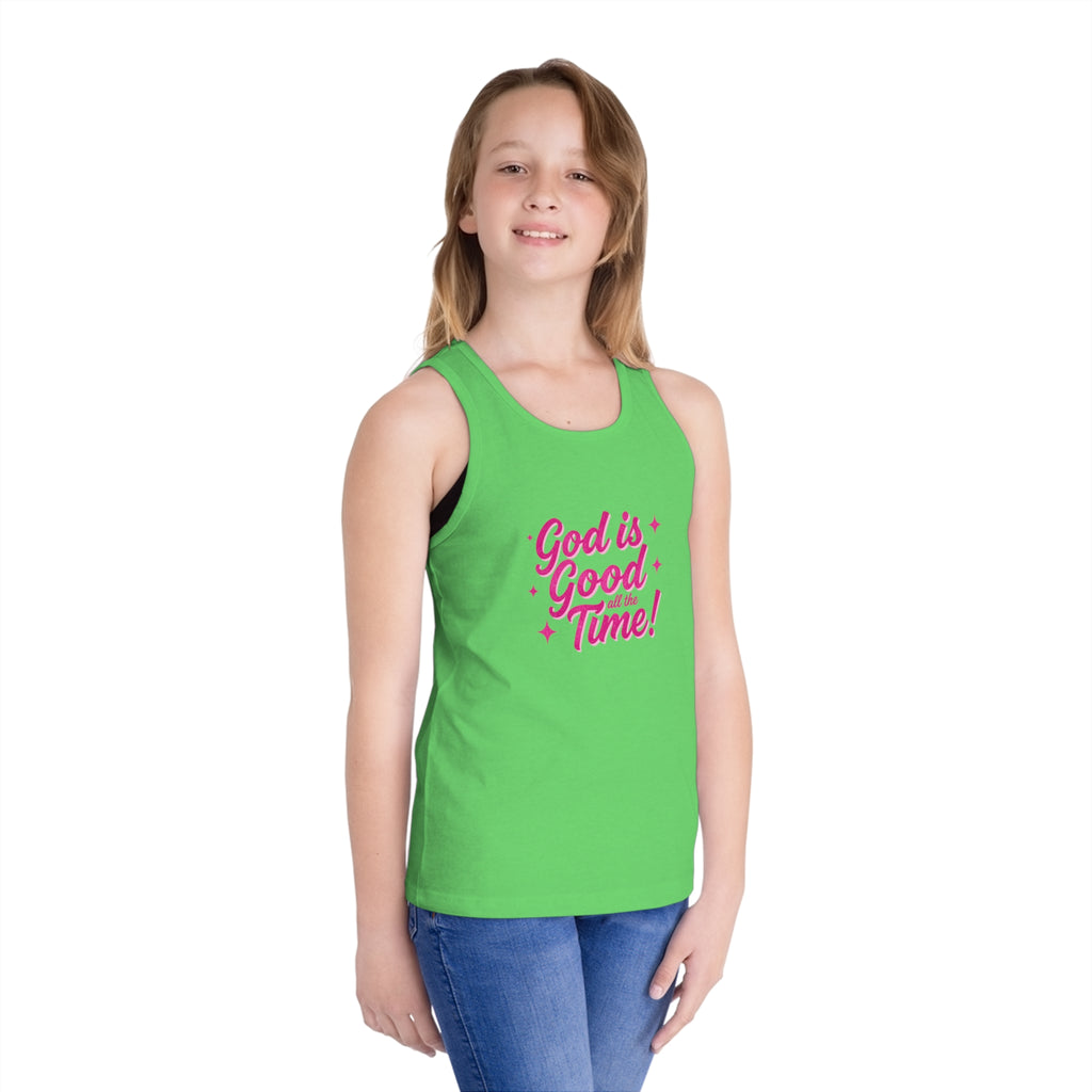 Kids Tank Top — "God Is Good All the Time!" Faith Graphic