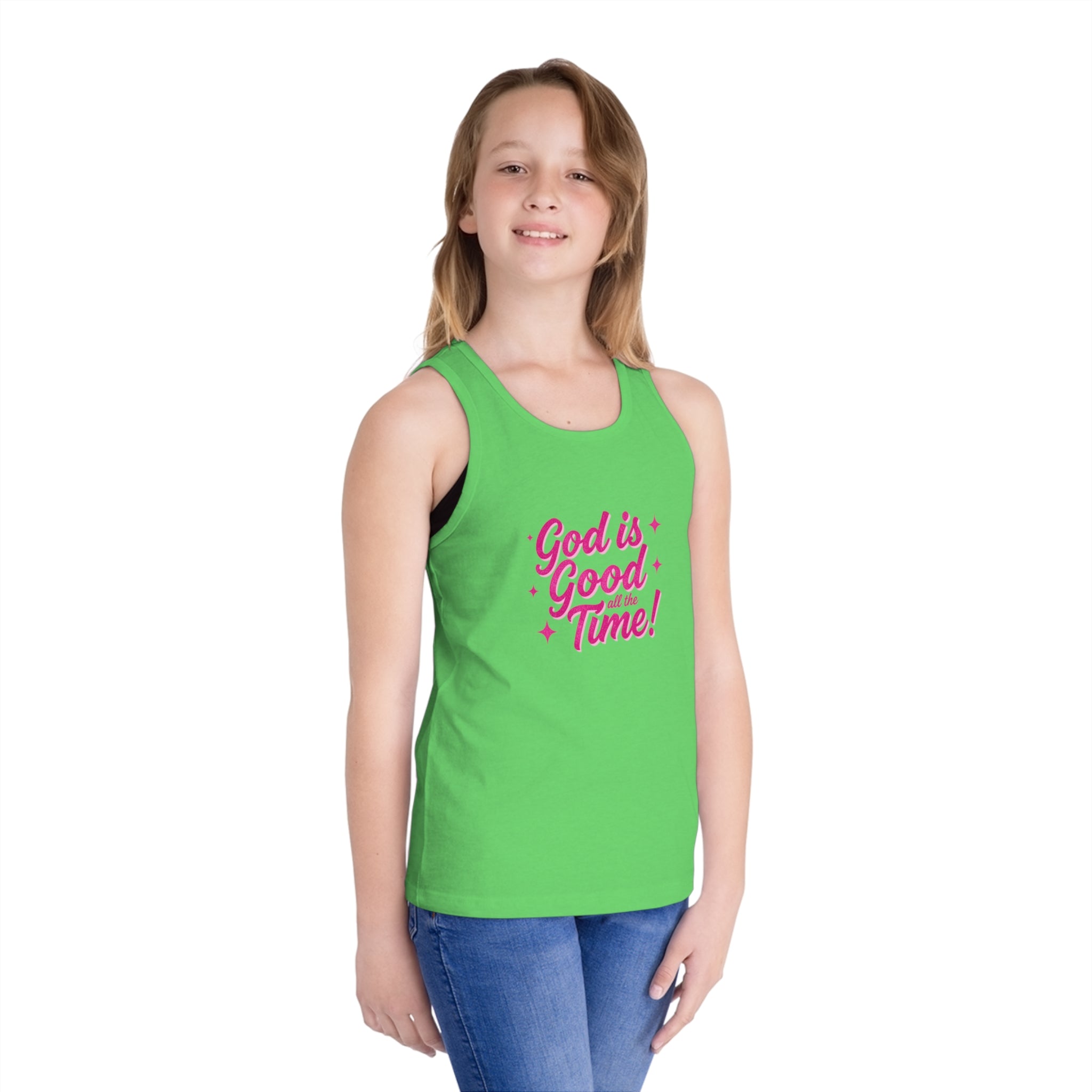 Kids Tank Top — "God Is Good All the Time!" Faith Graphic