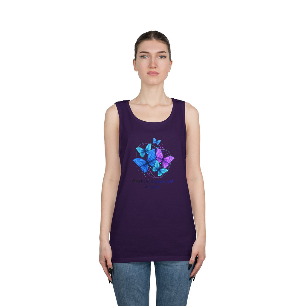 Butterfly Peace Tank Top — "Stop Hate, Racism, and Violence" Graphic Tank