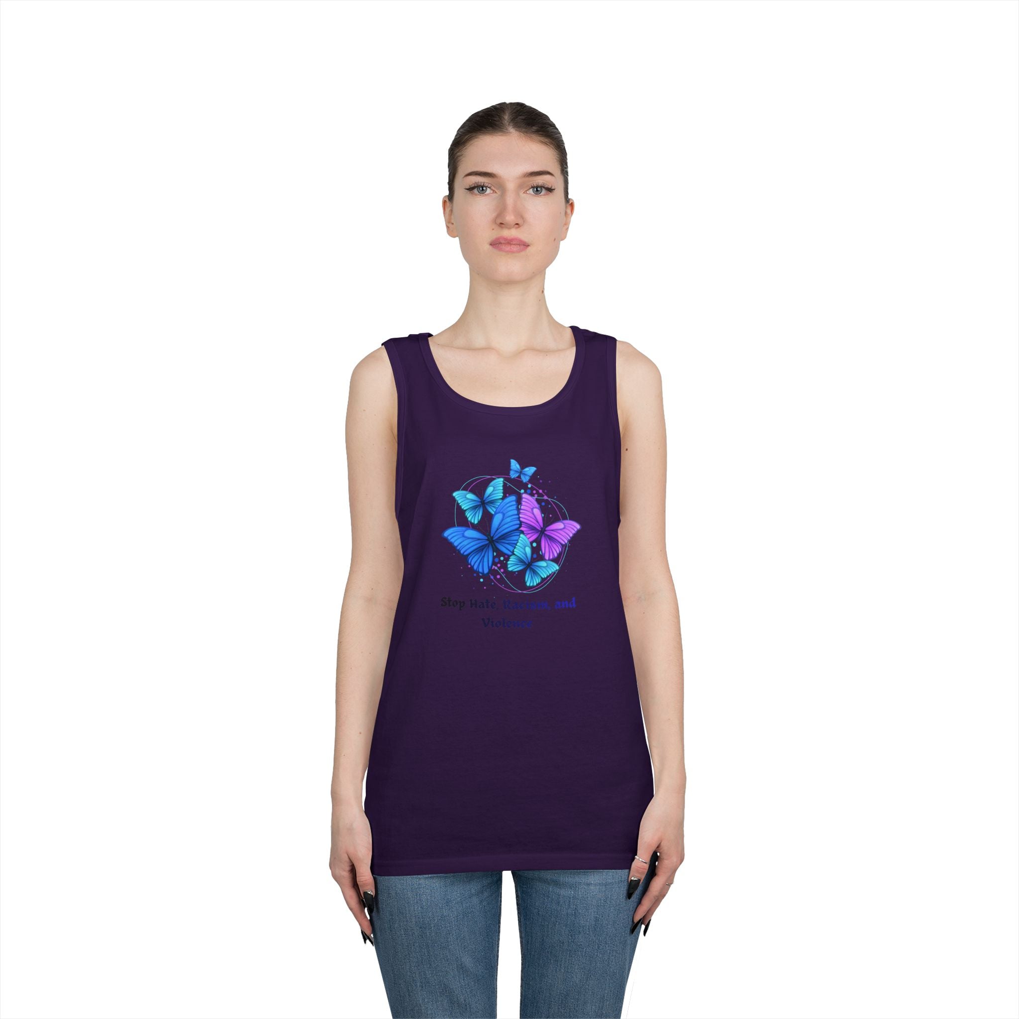 Butterfly Peace Tank Top — "Stop Hate, Racism, and Violence" Graphic Tank