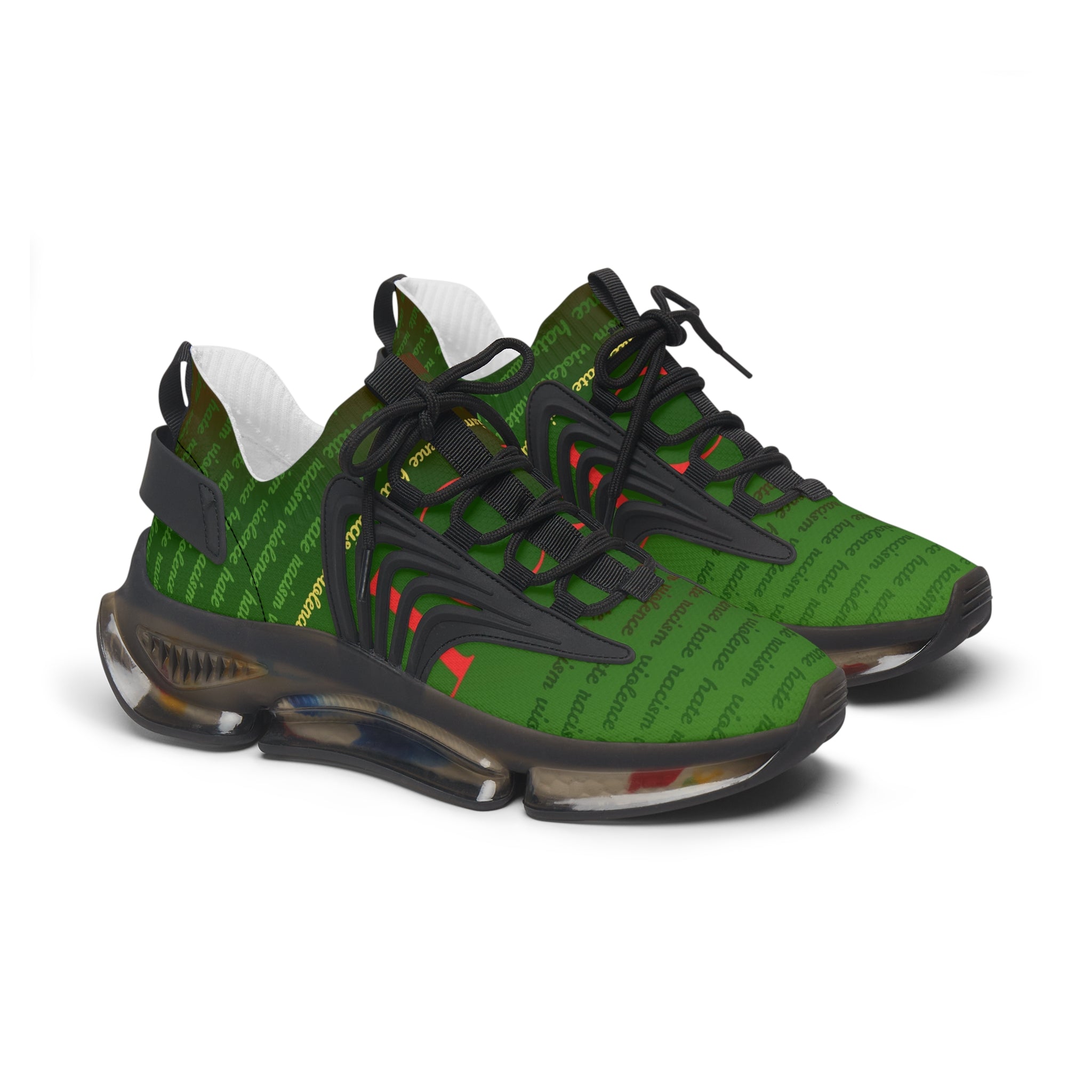 Mesh Sneakers — Green Patterned Women's Athletic Shoes