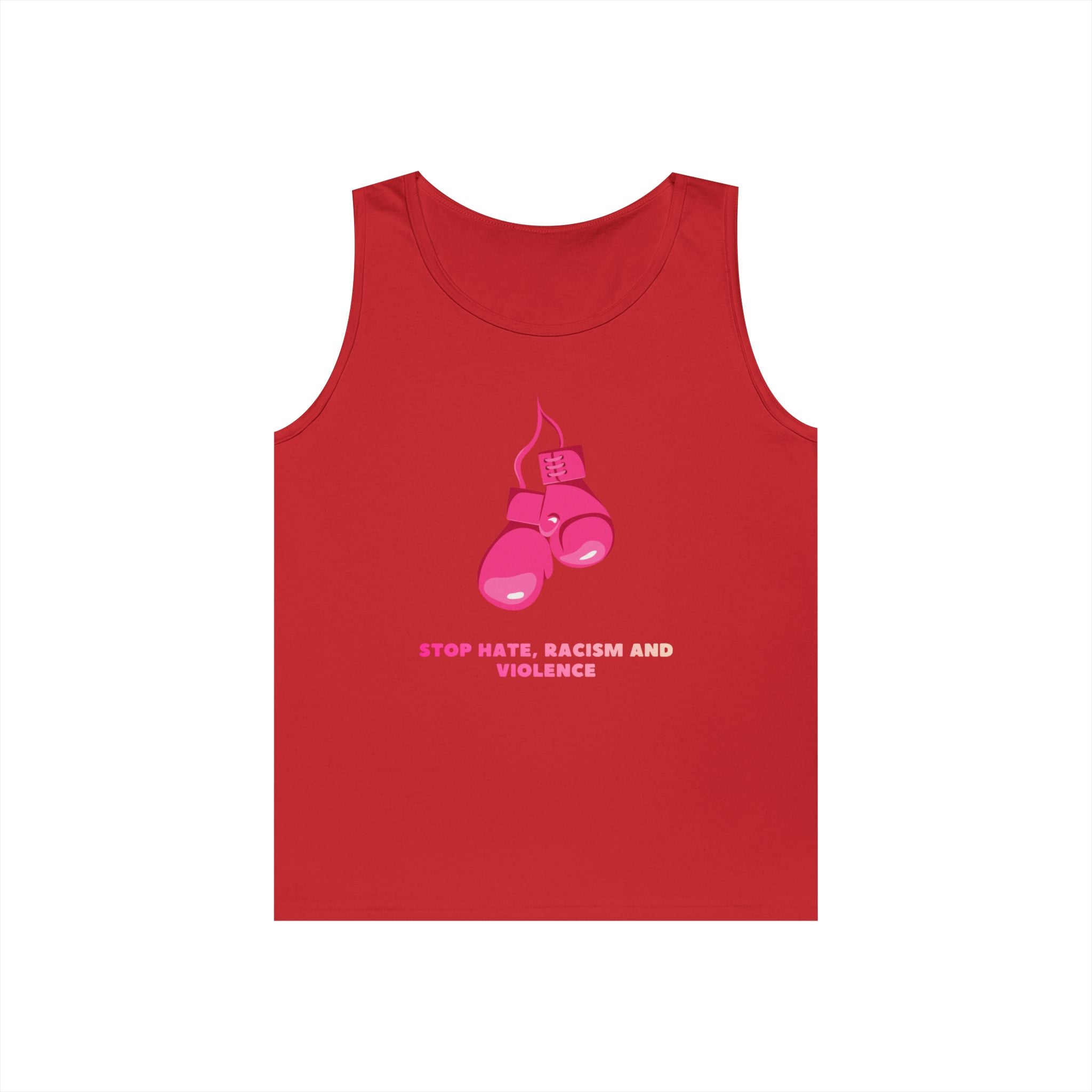 Pink Boxing Gloves Tank Top – “Stop Hate, Racism and Violence” Graphic Tank
