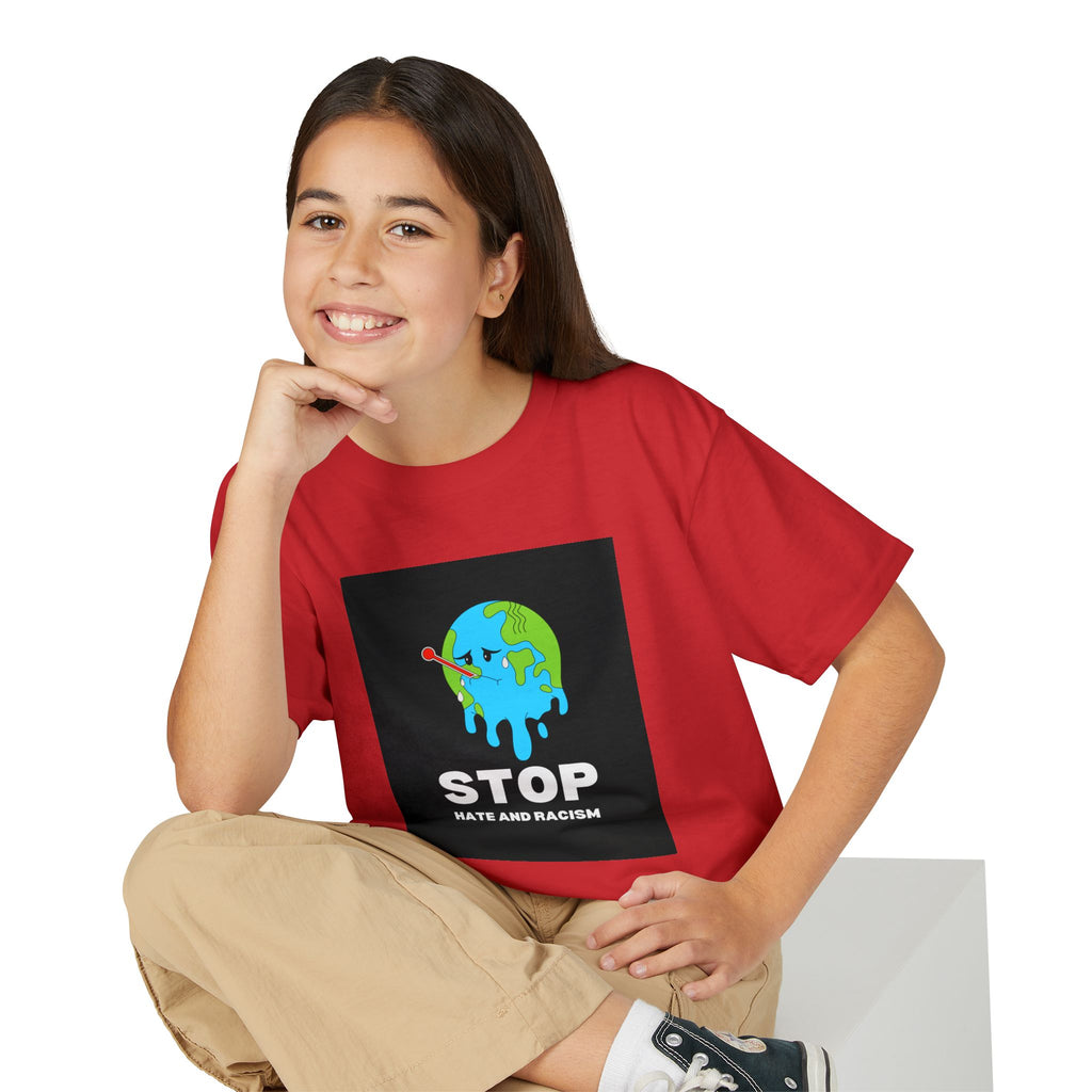 Youth T-Shirt — "STOP Hate and Racism" Earth Graphic Anti-Racism Tee